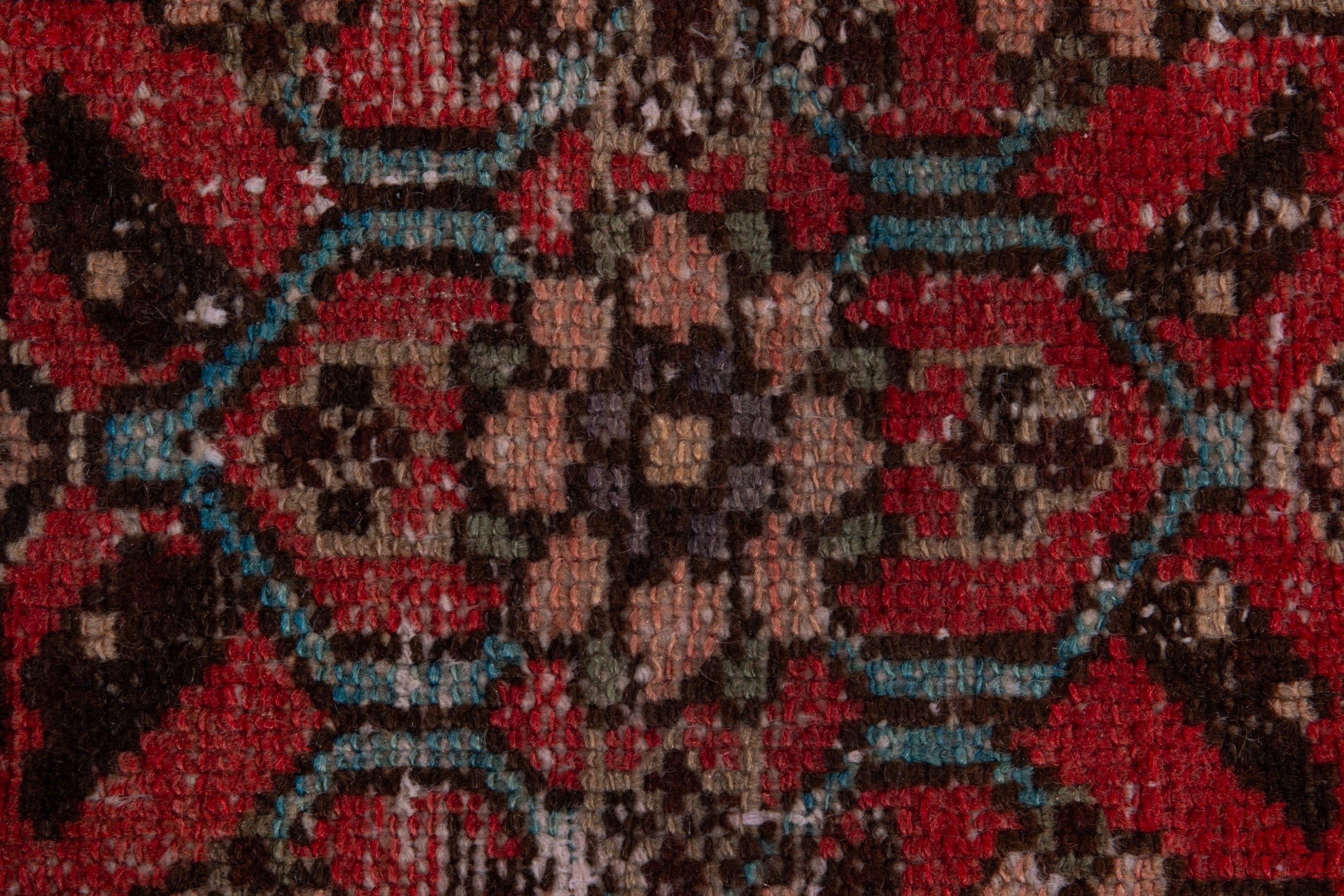 Persian Zanjan runner rug in deep red and taupe, view 12 of 16