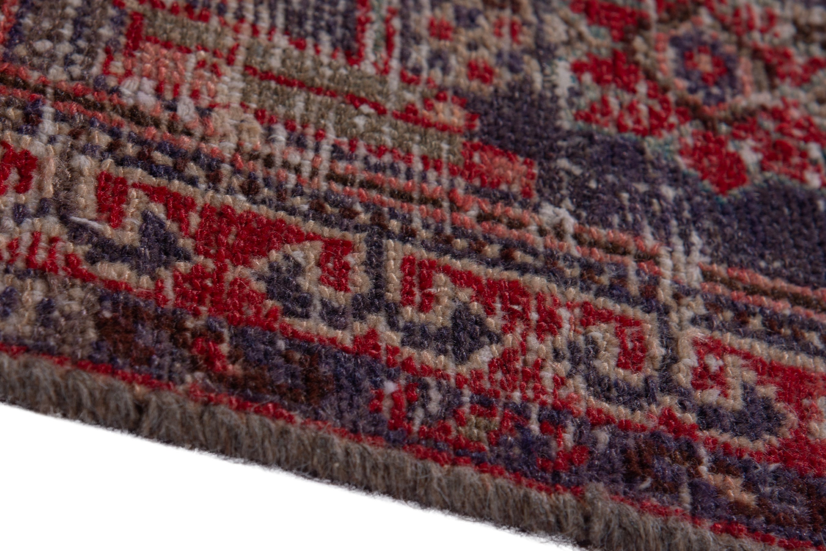 Persian Zanjan runner rug in deep red and taupe, view 8 of 16