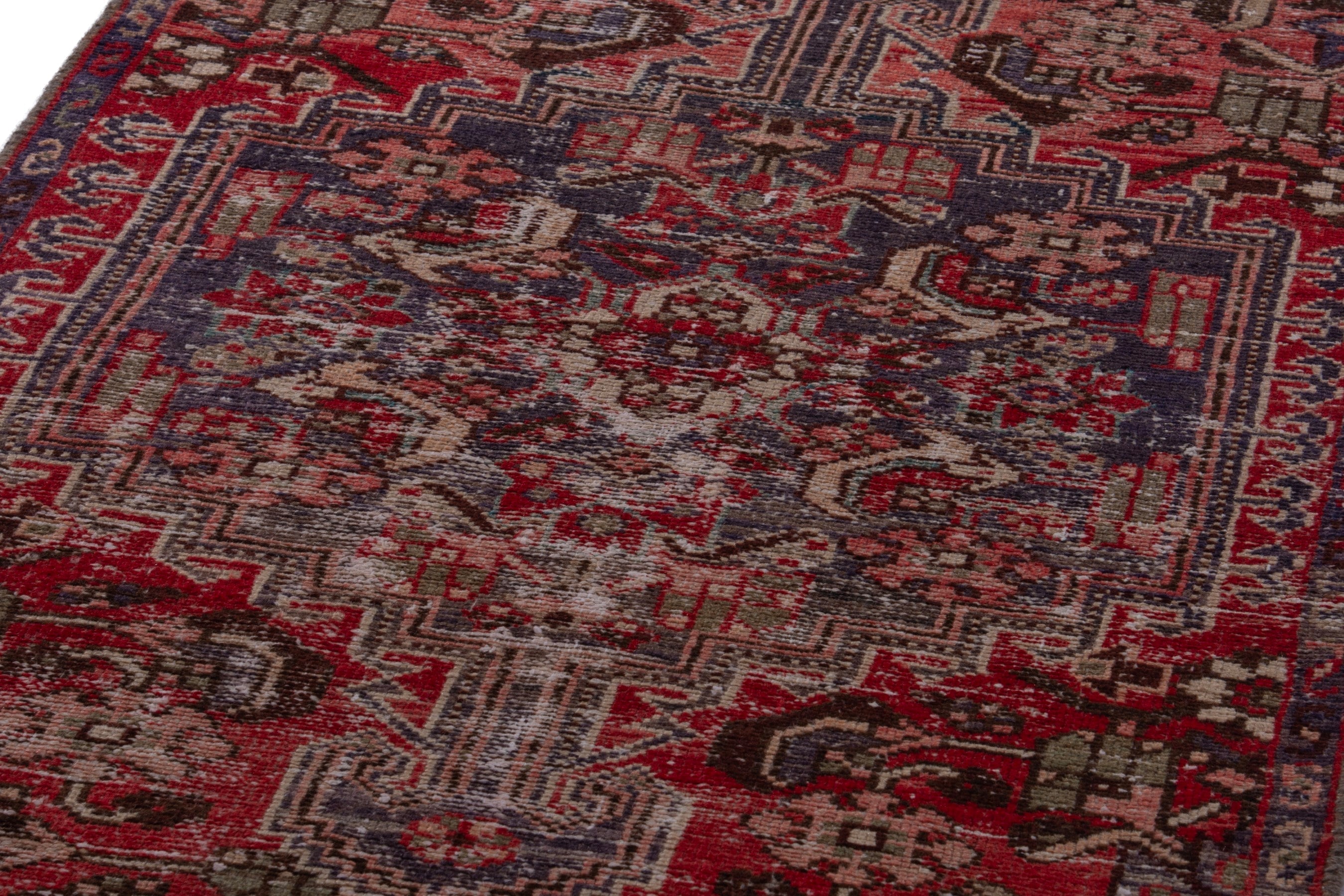 Persian Zanjan runner rug in deep red and taupe, view 9 of 16