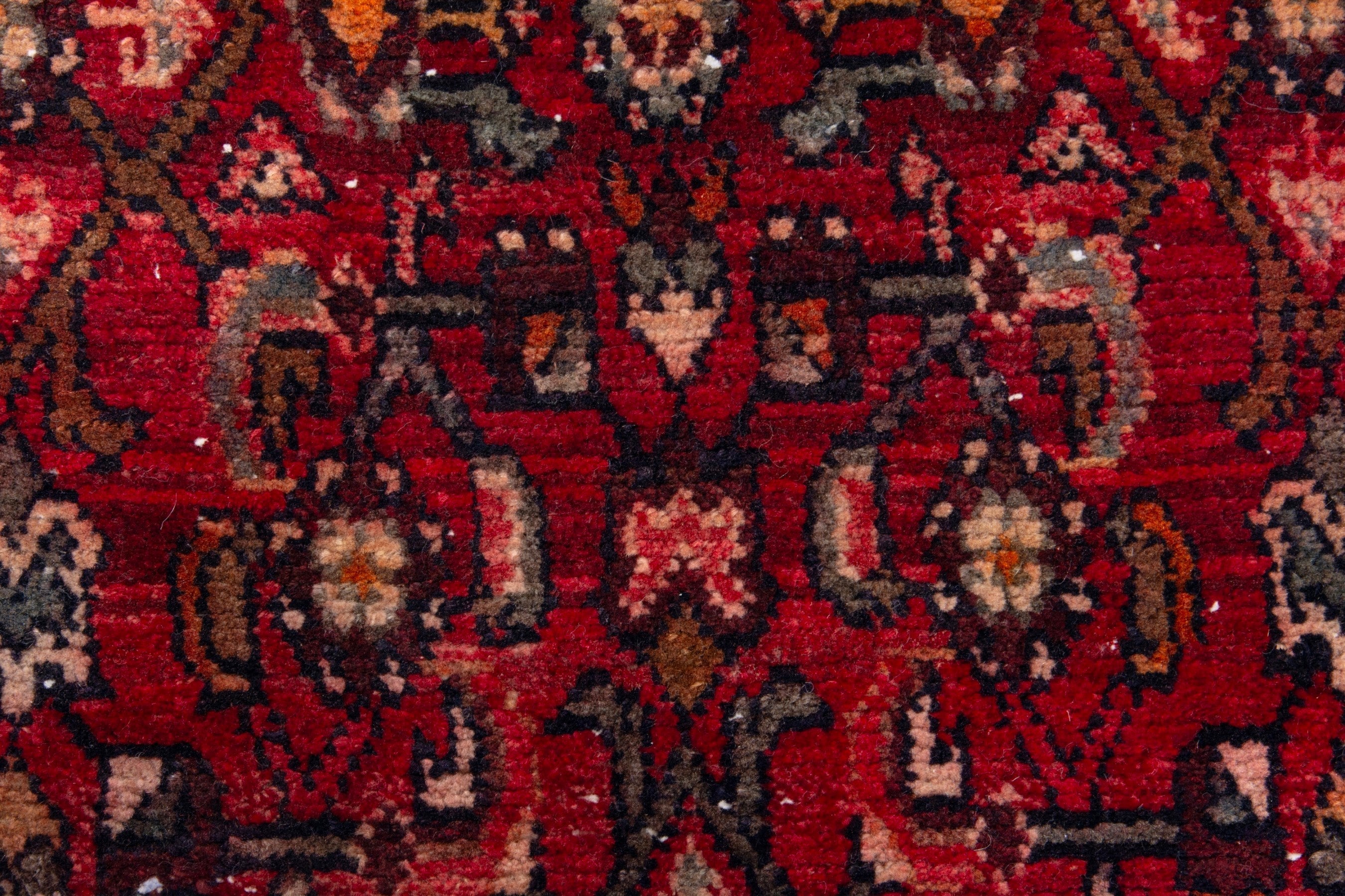 Persian Hamedan runner rug in deep red and cream, view 11 of 17