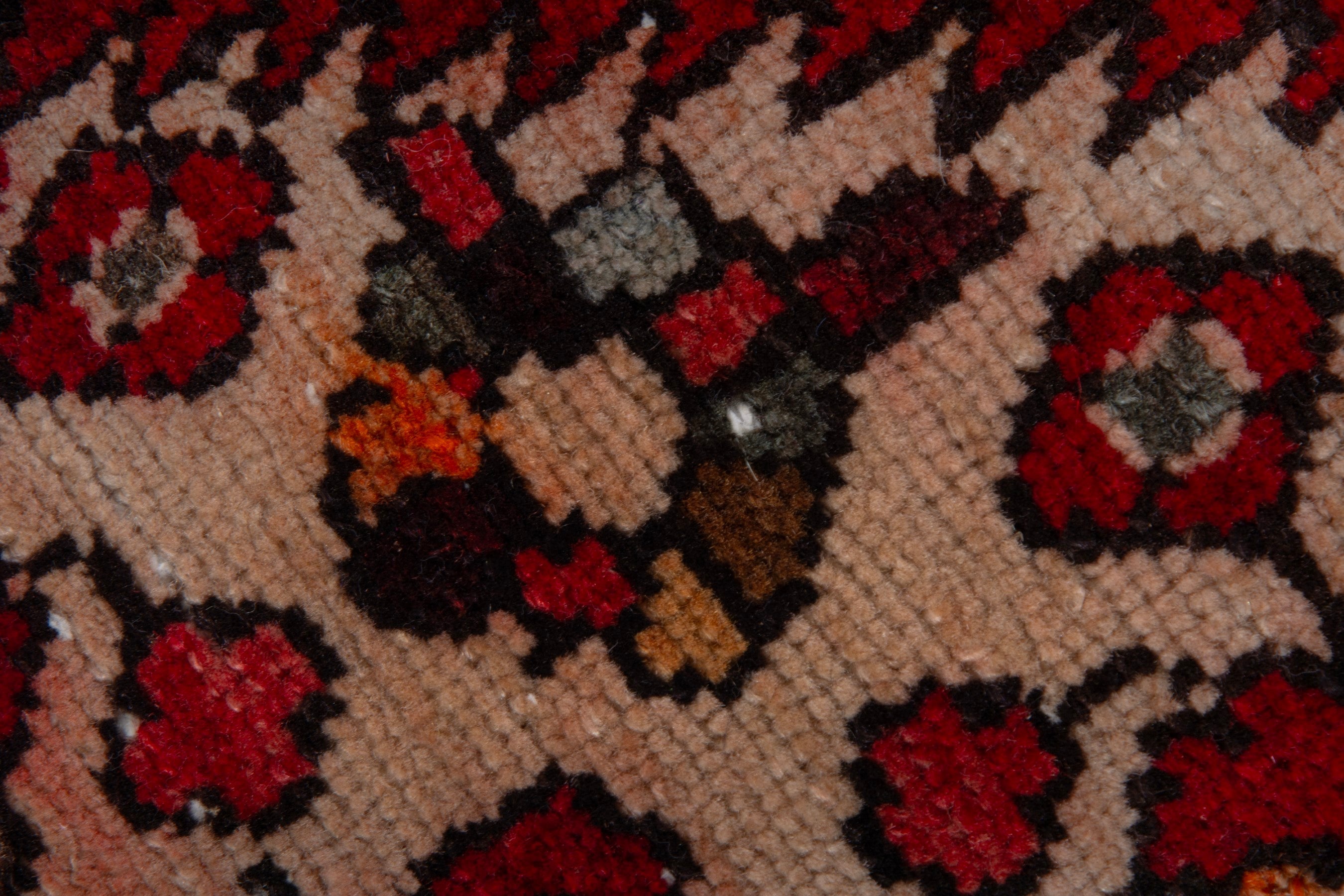 Persian Hamedan runner rug in deep red and cream, view 12 of 17