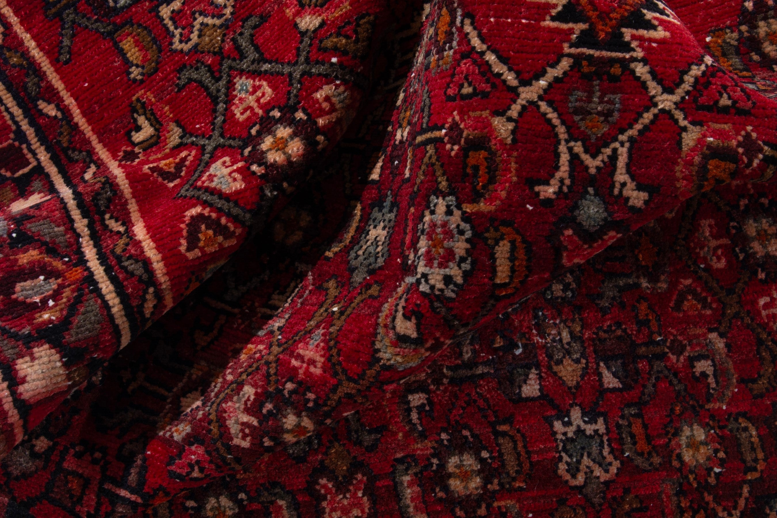 Persian Hamedan runner rug in deep red and cream, view 13 of 17
