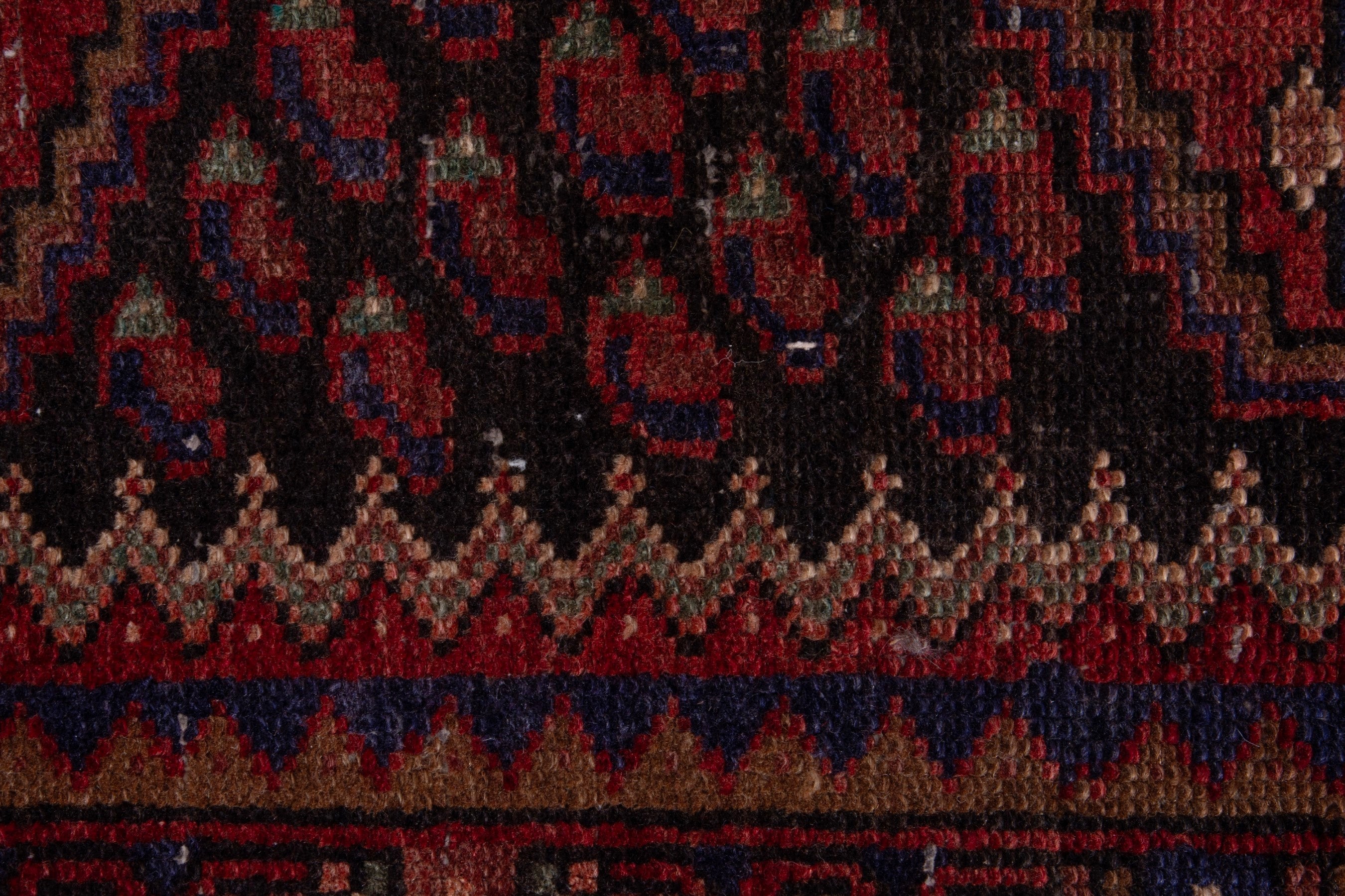 Persian Zanjan runner rug in deep red and burgundy, view 11 of 21