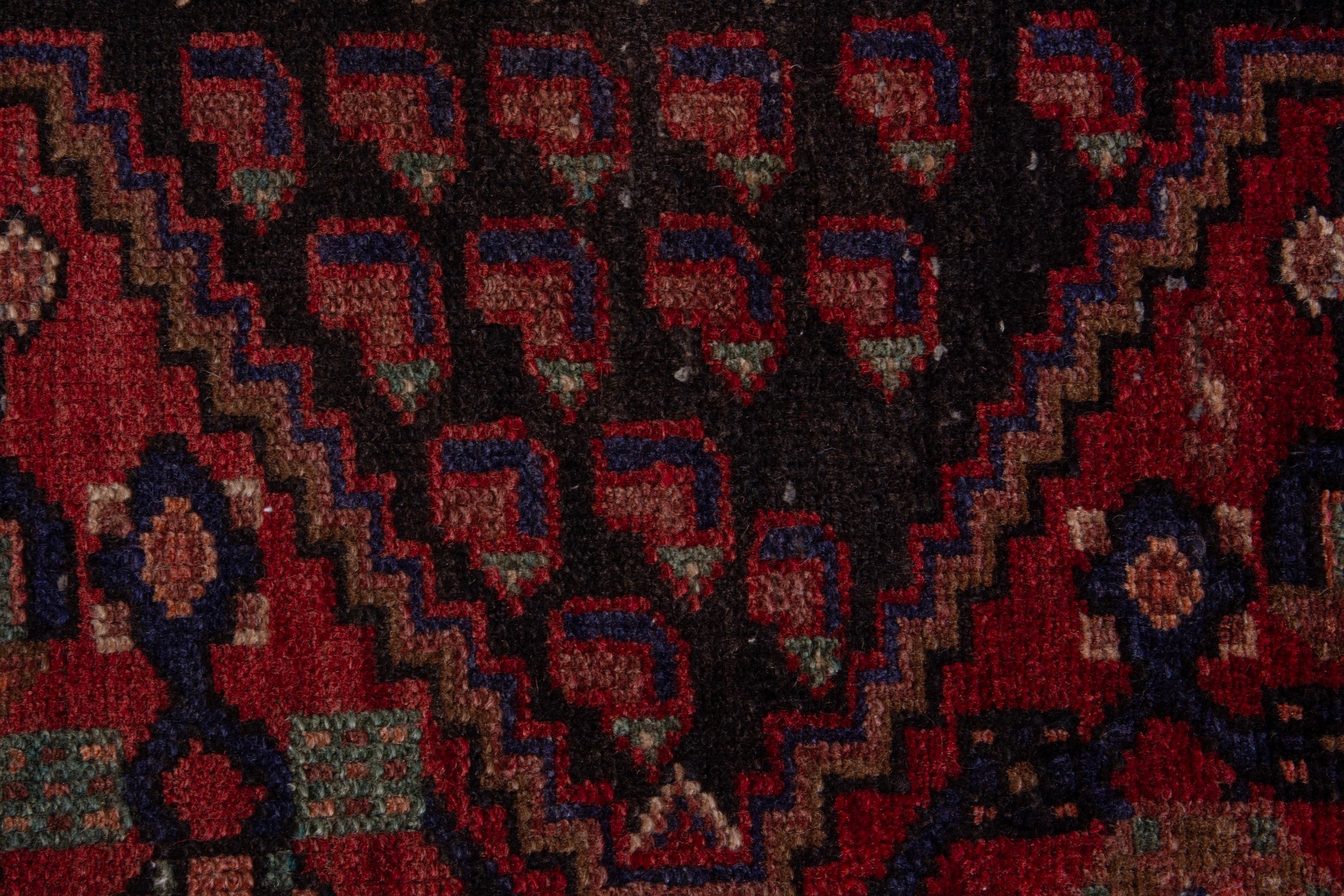 Persian Zanjan runner rug in deep red and burgundy, view 12 of 21