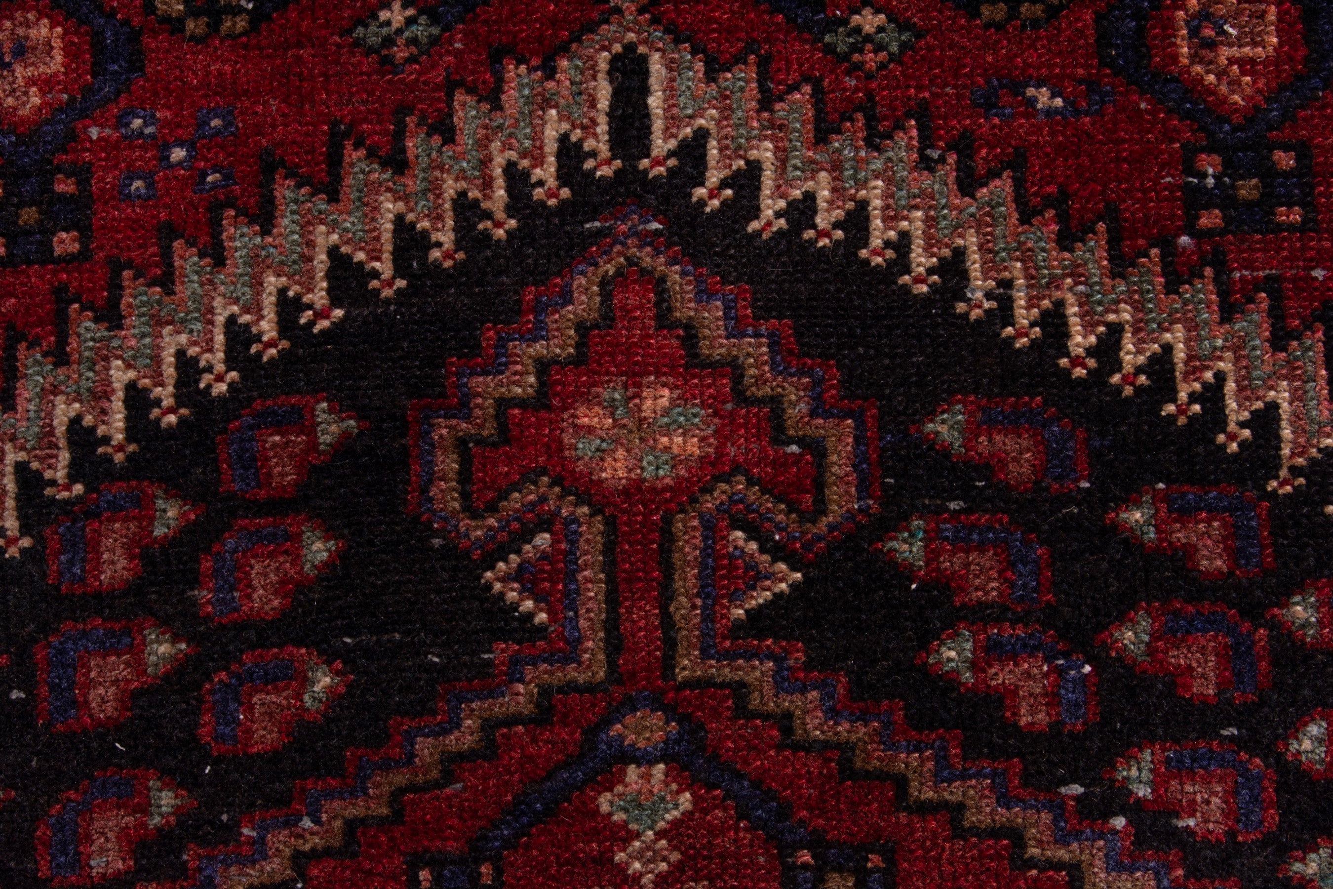 Persian Zanjan runner rug in deep red and burgundy, view 13 of 21