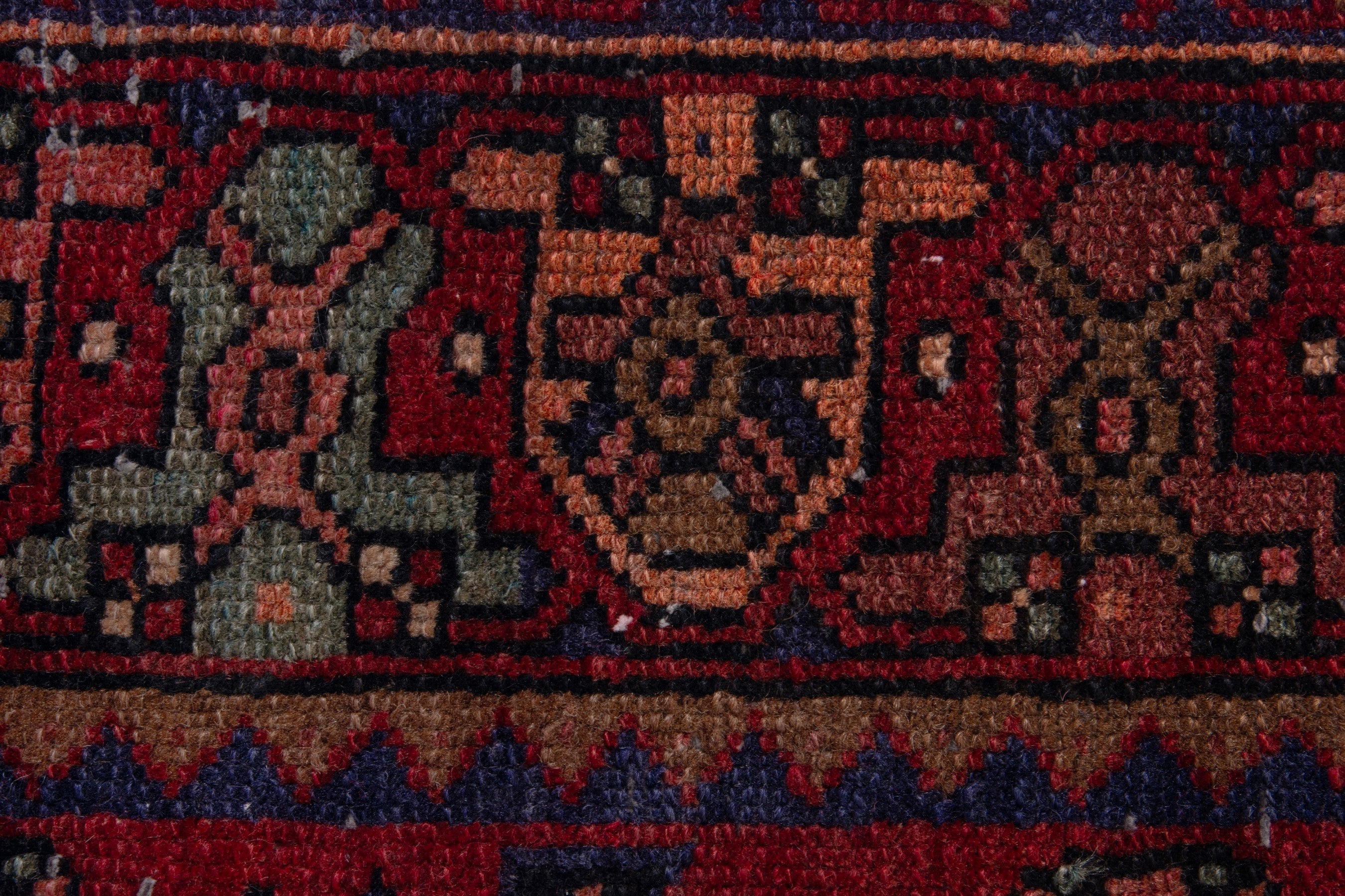 Persian Zanjan runner rug in deep red and burgundy, view 14 of 21