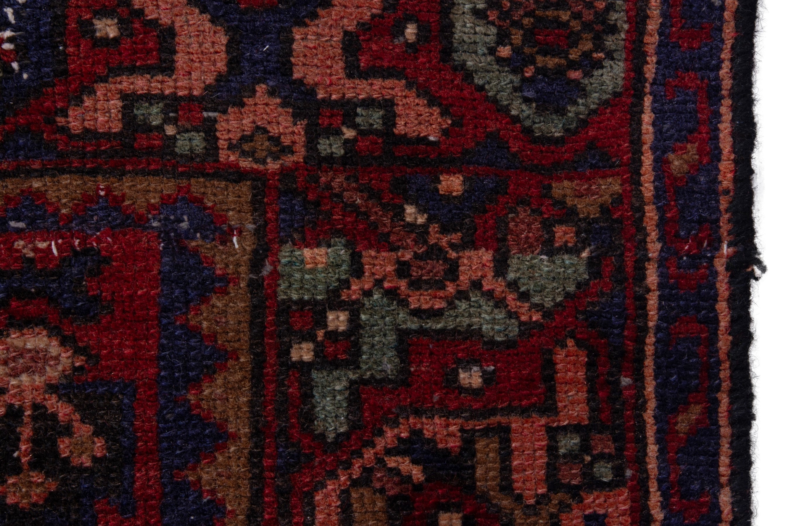 Persian Zanjan runner rug in deep red and burgundy, view 15 of 21