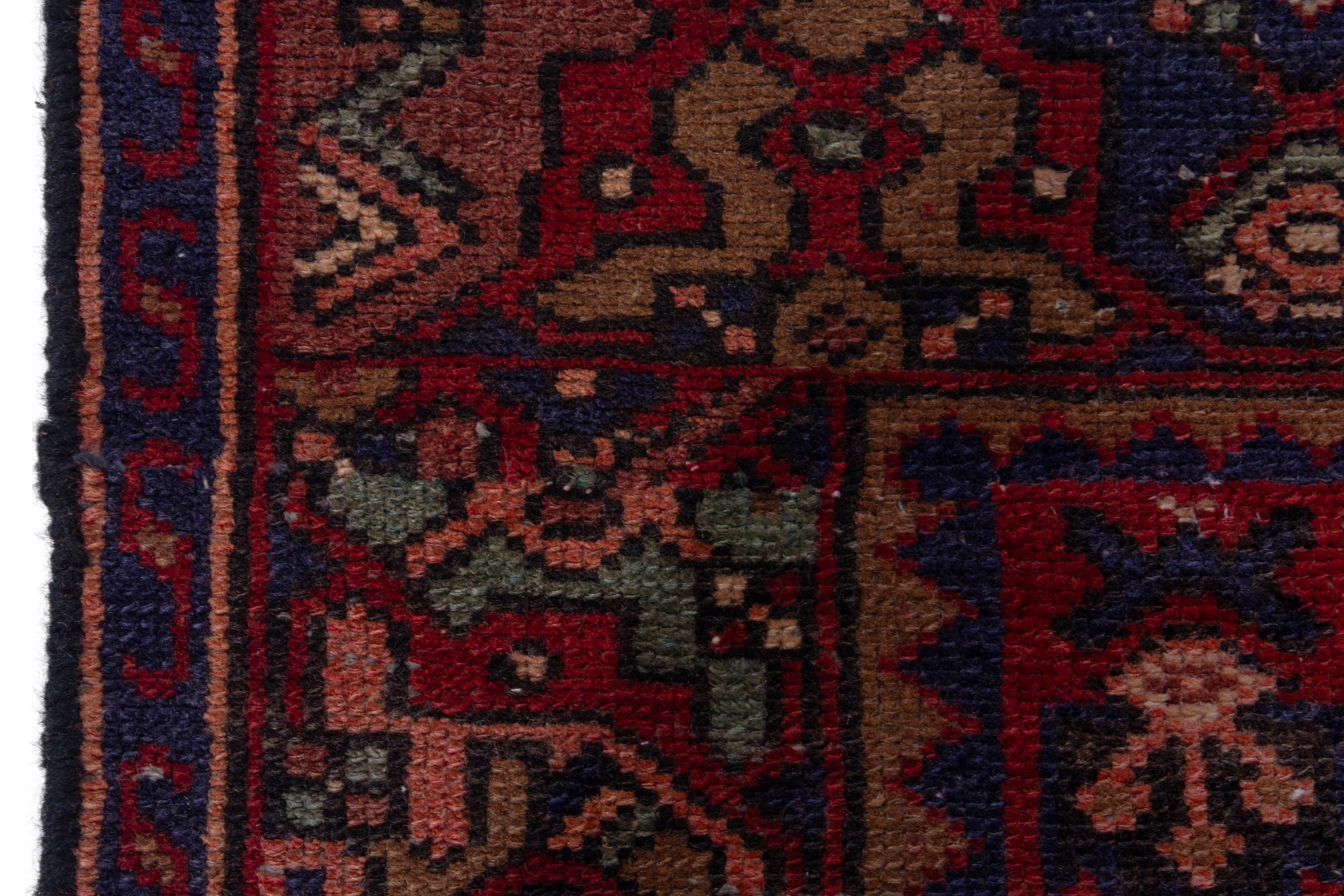 Persian Zanjan runner rug in deep red and burgundy, view 16 of 21