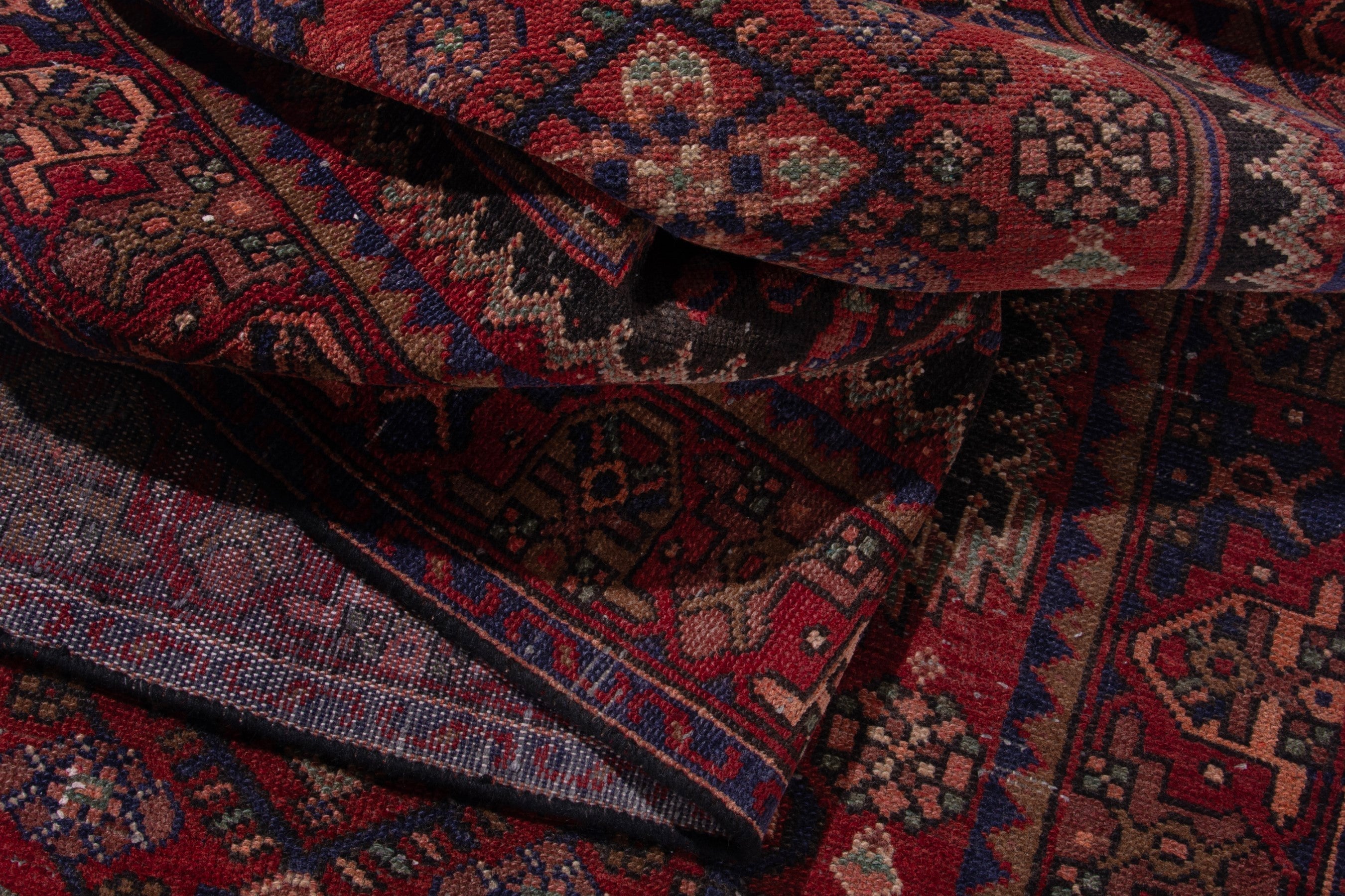 Persian Zanjan runner rug in deep red and burgundy, view 17 of 21