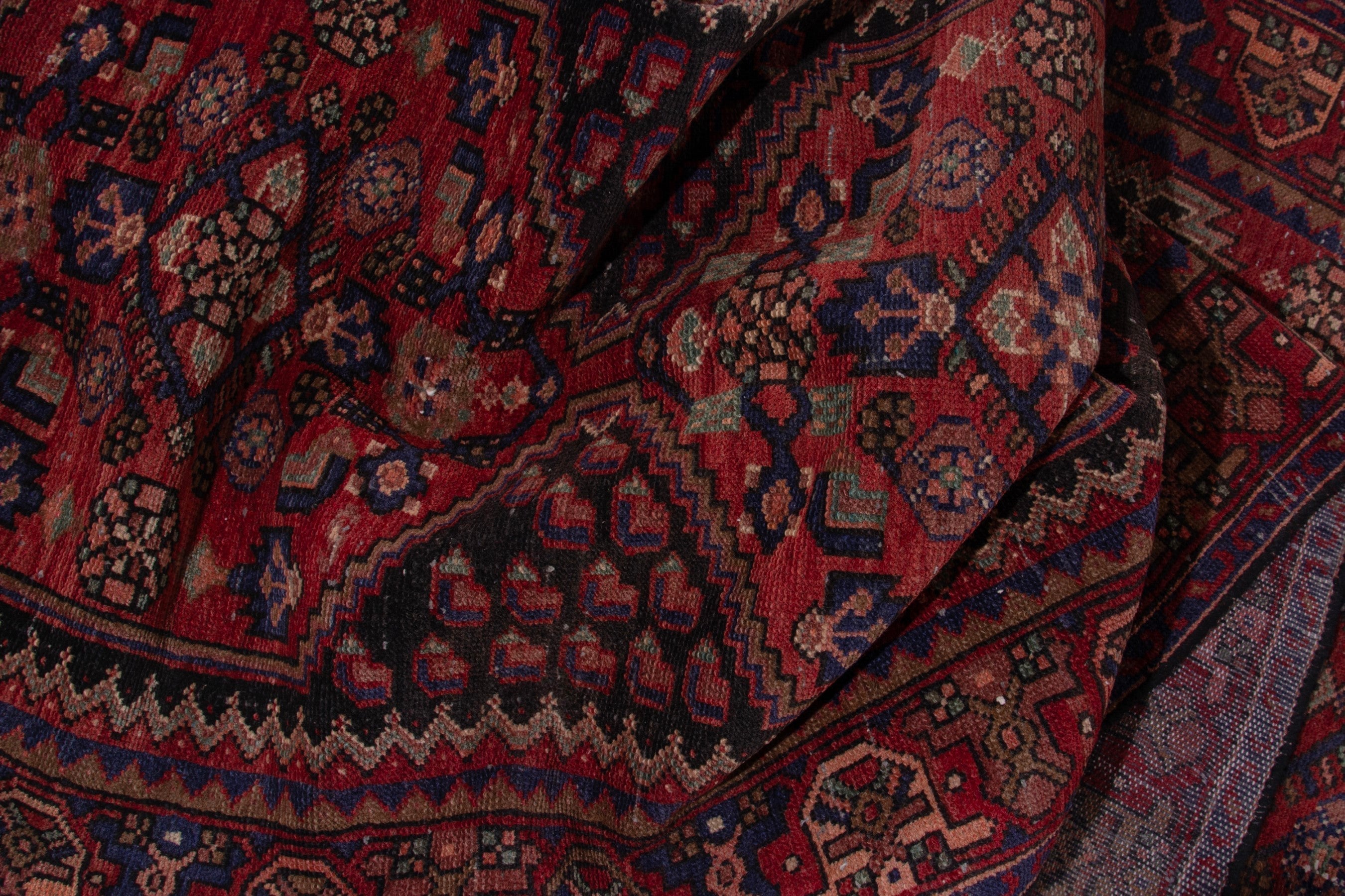 Persian Zanjan runner rug in deep red and burgundy, view 18 of 21