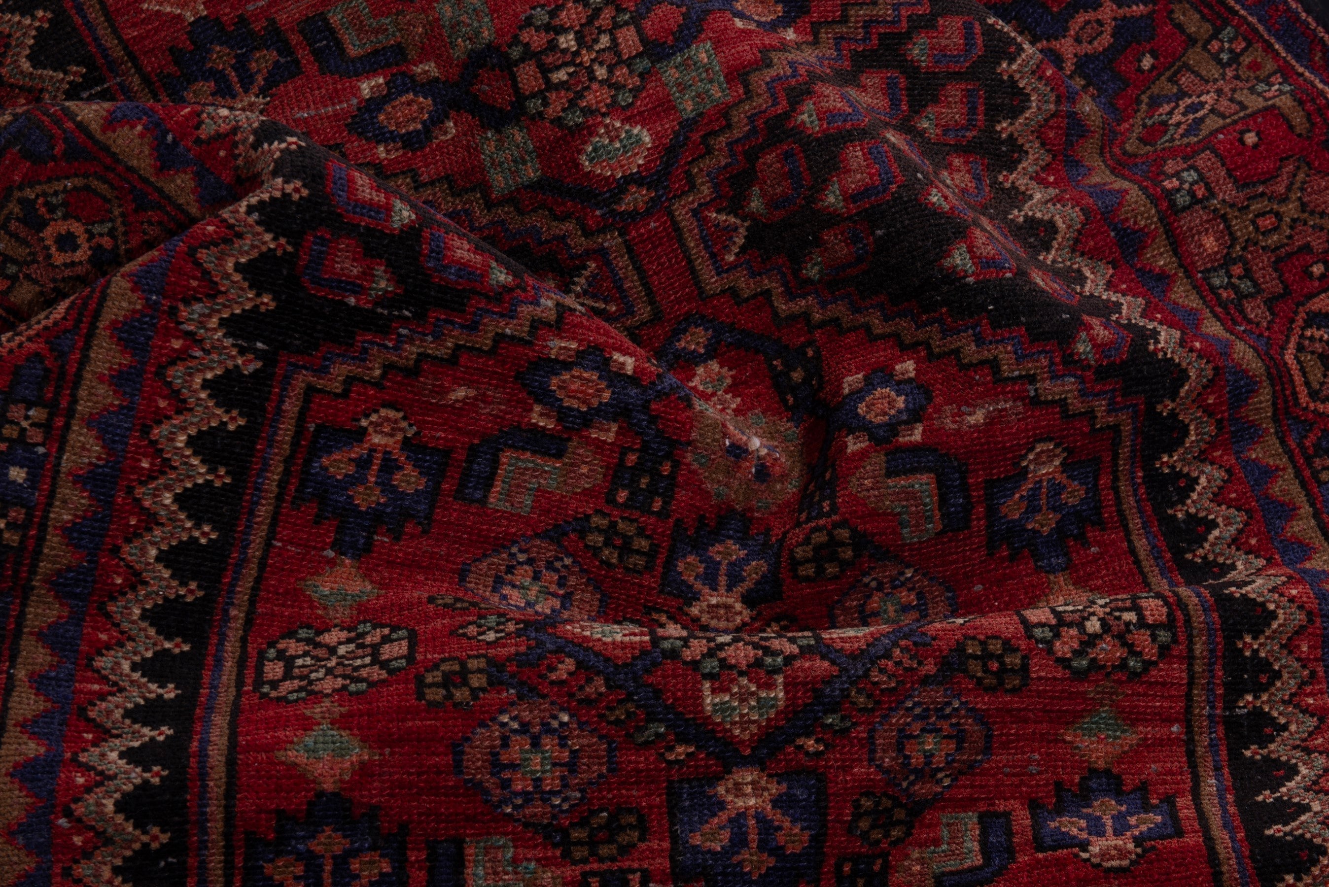 Persian Zanjan runner rug in deep red and burgundy, view 20 of 21