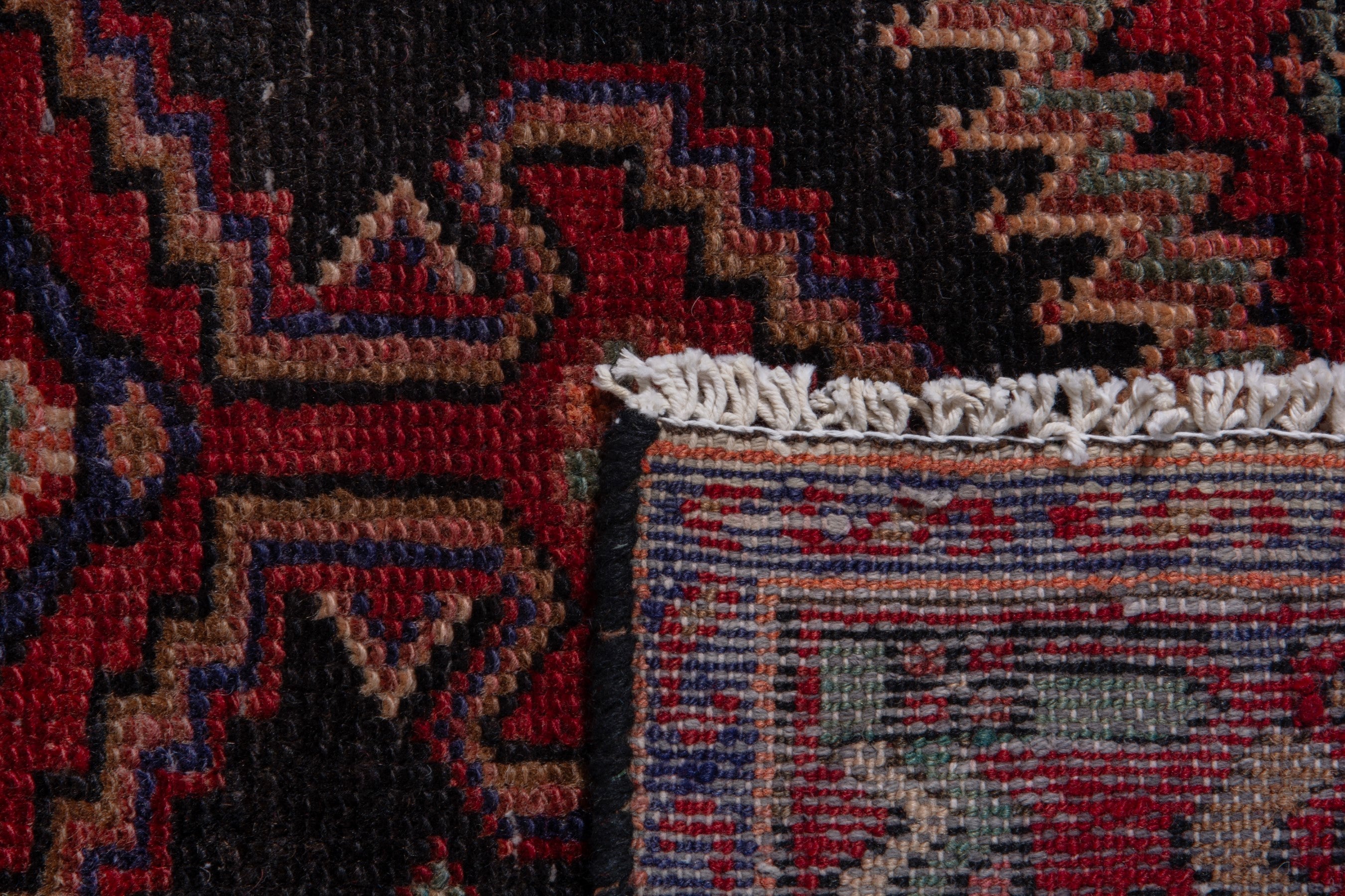 Persian Zanjan runner rug in deep red and burgundy, view 21 of 21