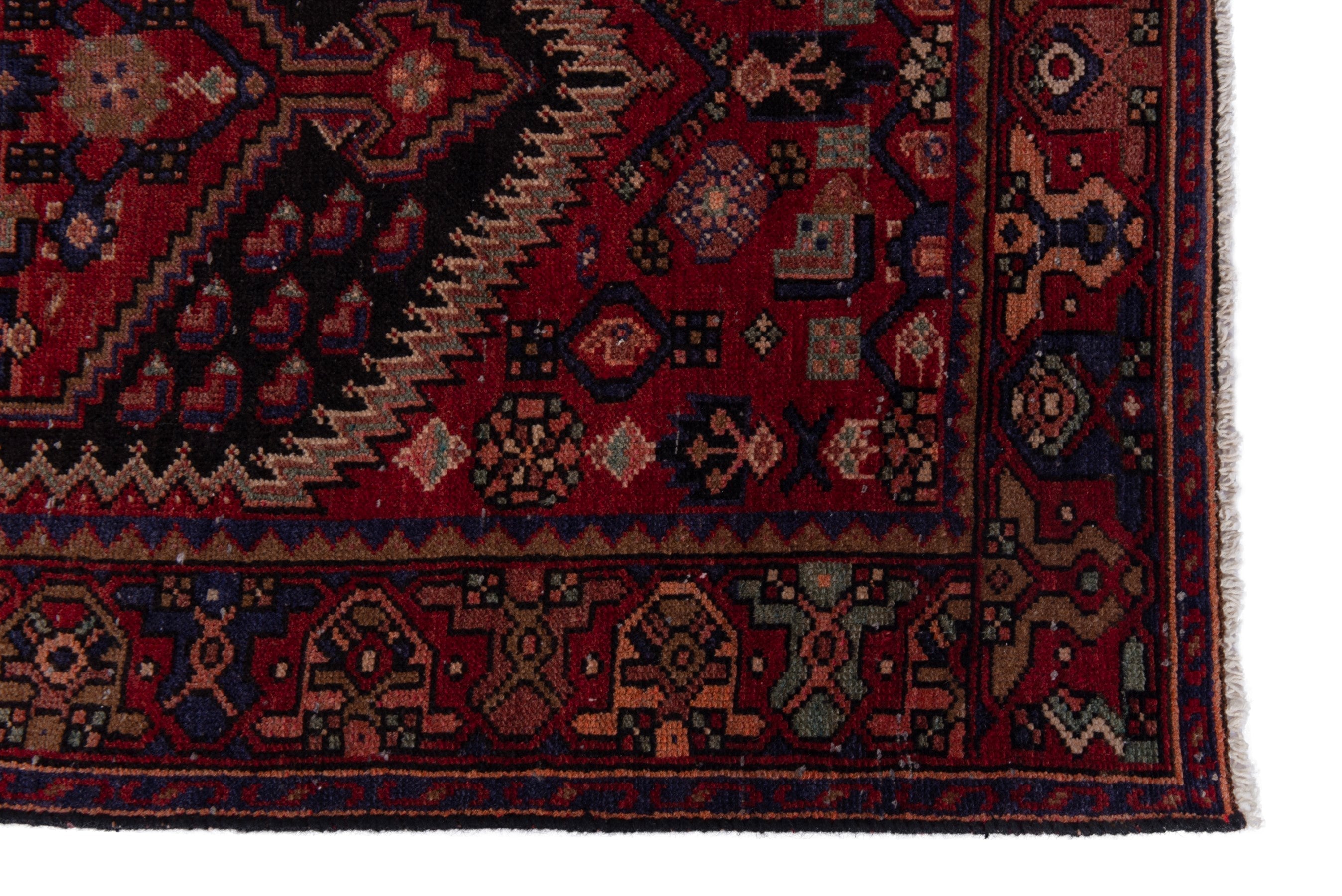 Persian Zanjan runner rug in deep red and burgundy, view 5 of 21