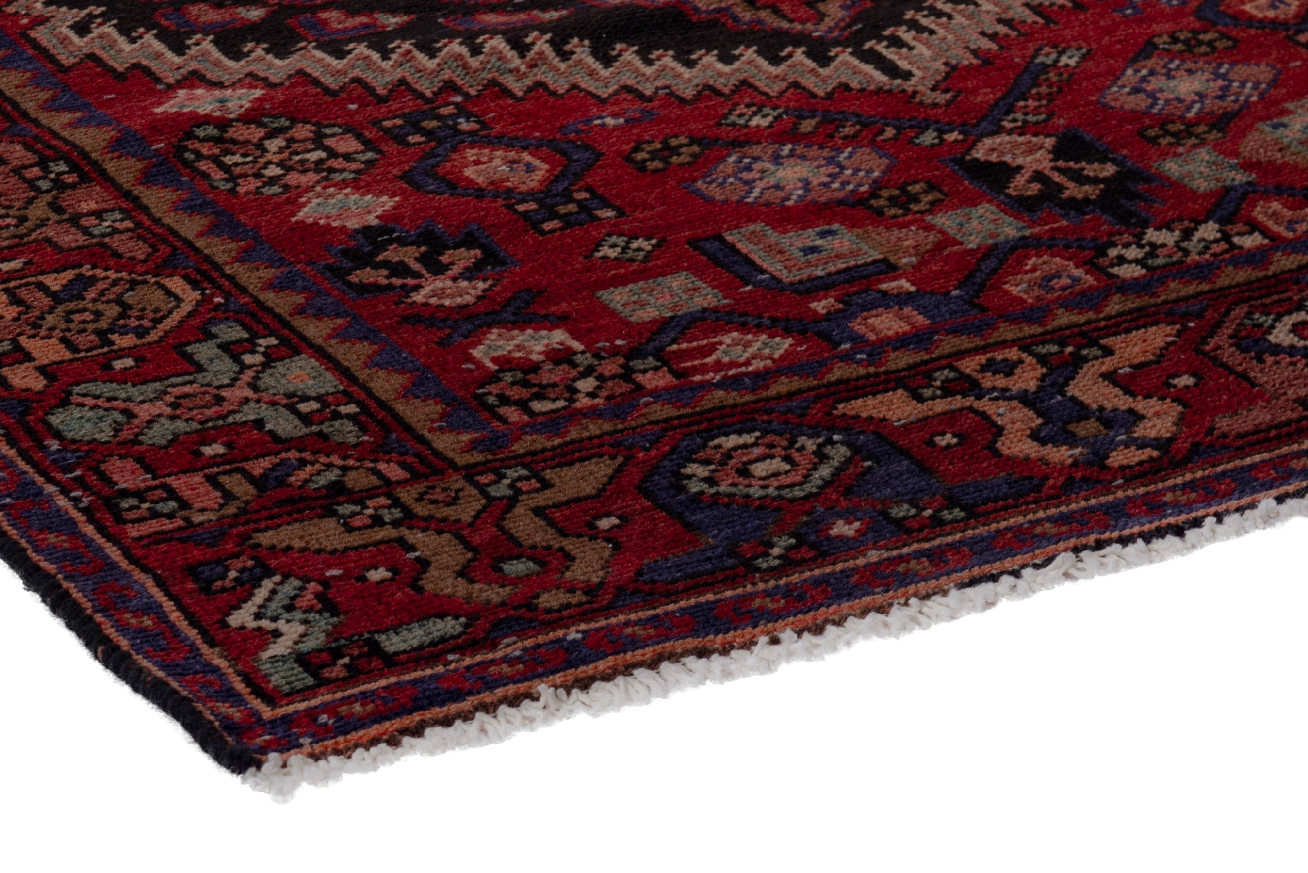 Persian Zanjan runner rug in deep red and burgundy, view 4 of 21