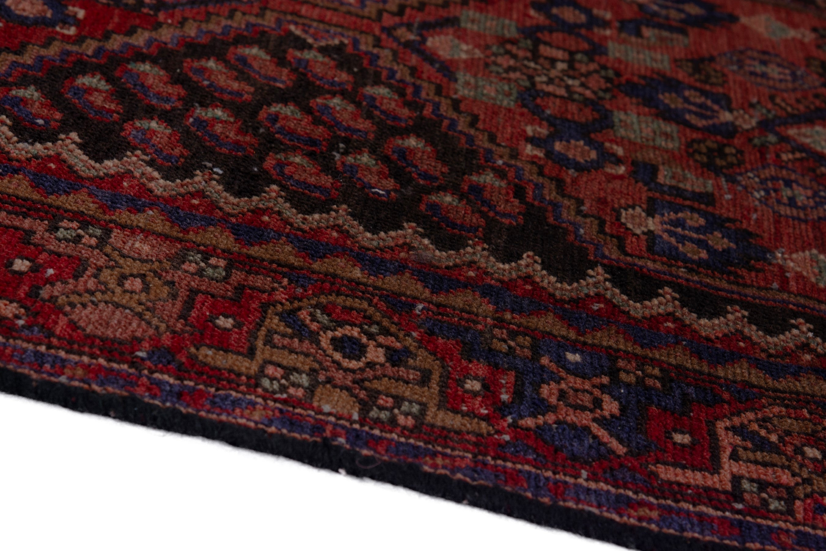 Persian Zanjan runner rug in deep red and burgundy, view 8 of 21