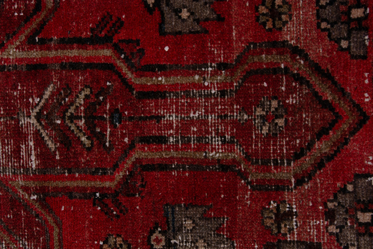 Persian Zanjan runner rug in deep red and navy, view 12 of 16