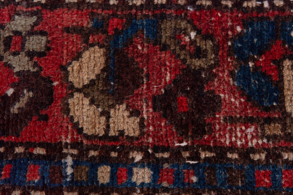 Persian Zanjan runner rug in deep red and navy, view 13 of 16