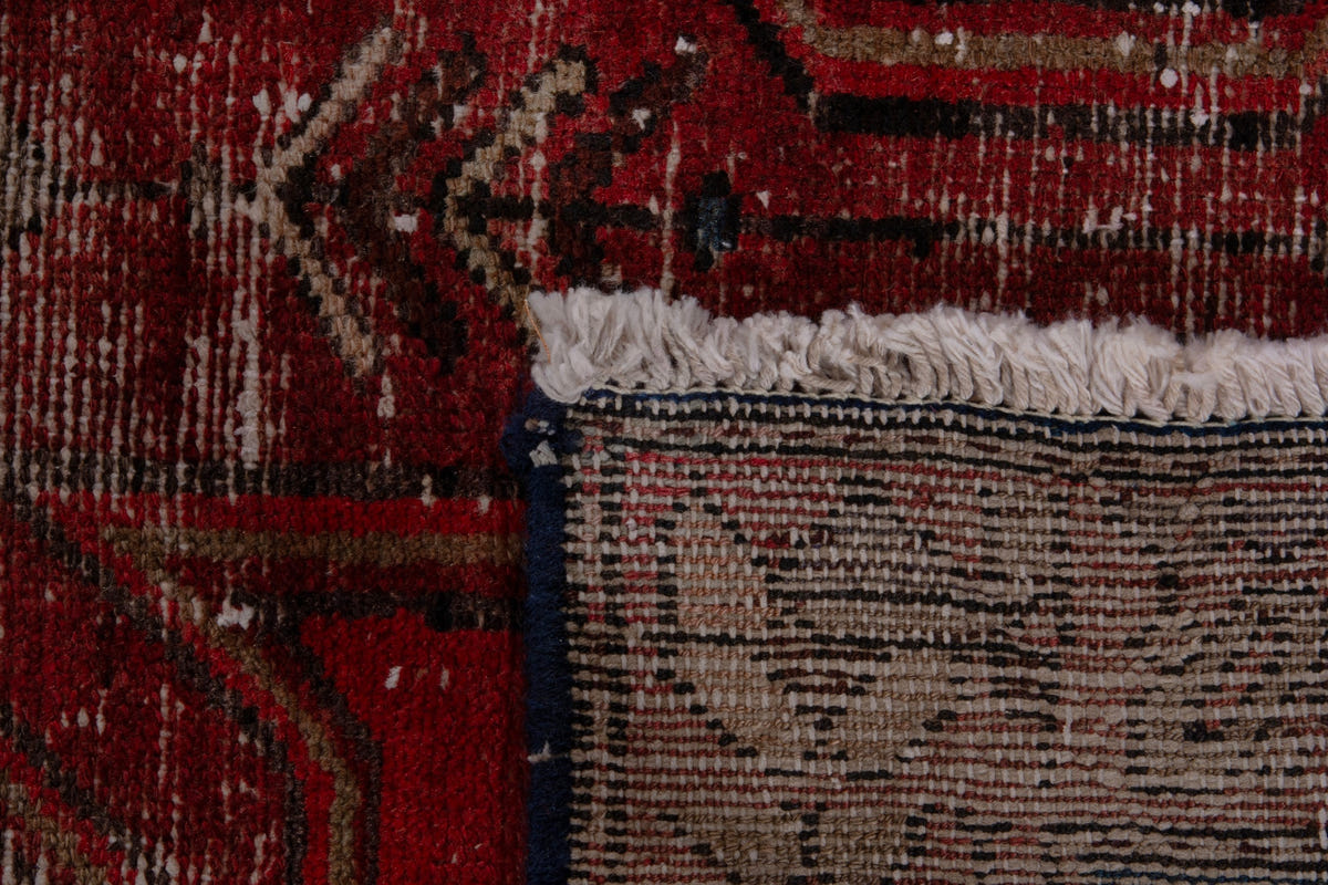 Persian Zanjan runner rug in deep red and navy, view 16 of 16