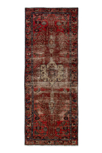 Persian Zanjan runner rug in deep red and navy, view 2 of 16