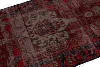 Persian Zanjan runner rug in deep red and navy, view 5 of 16
