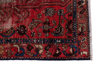 Persian Zanjan runner rug in deep red and navy, view 6 of 16