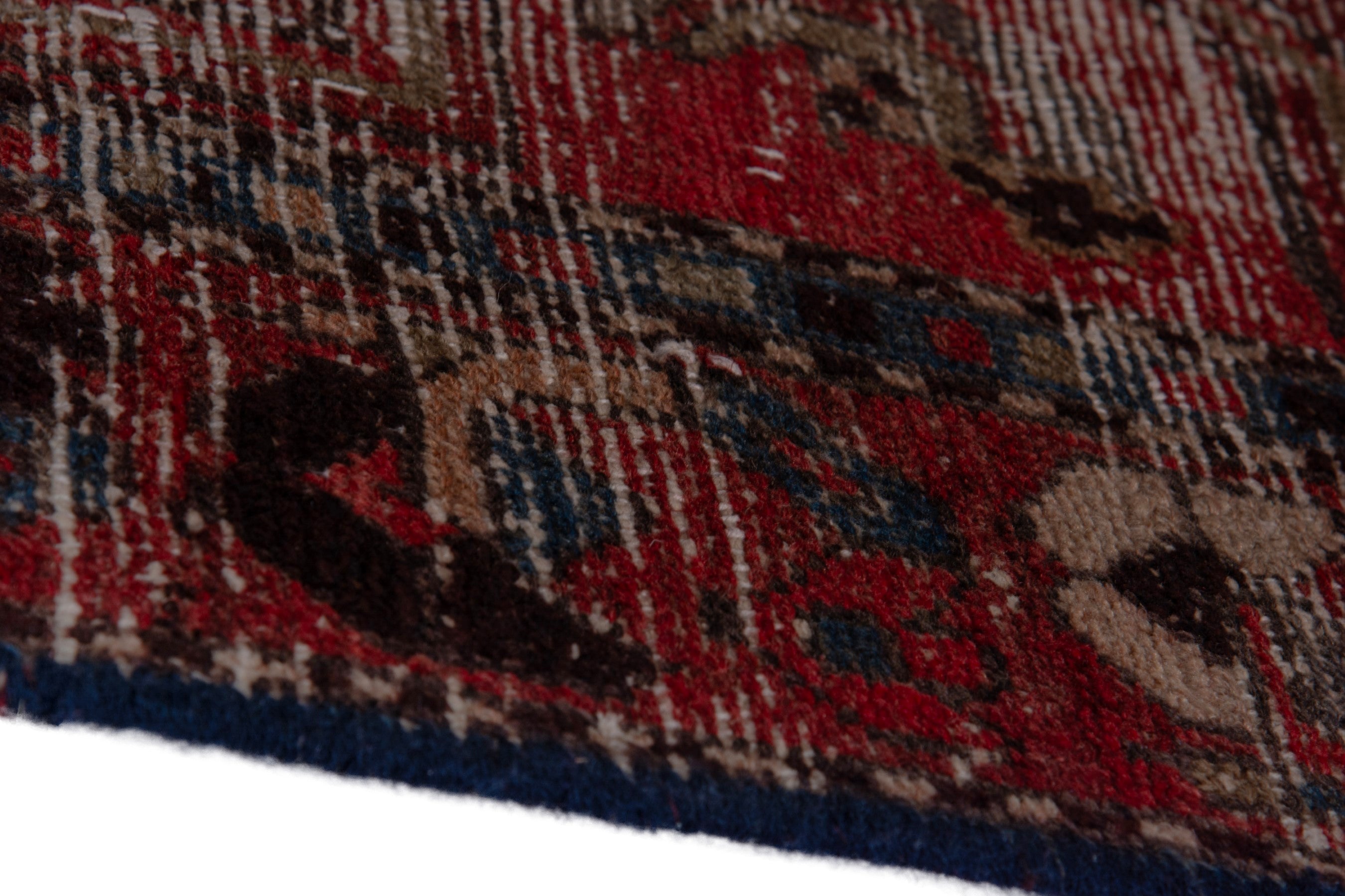 Persian Zanjan runner rug in deep red and navy, view 8 of 15