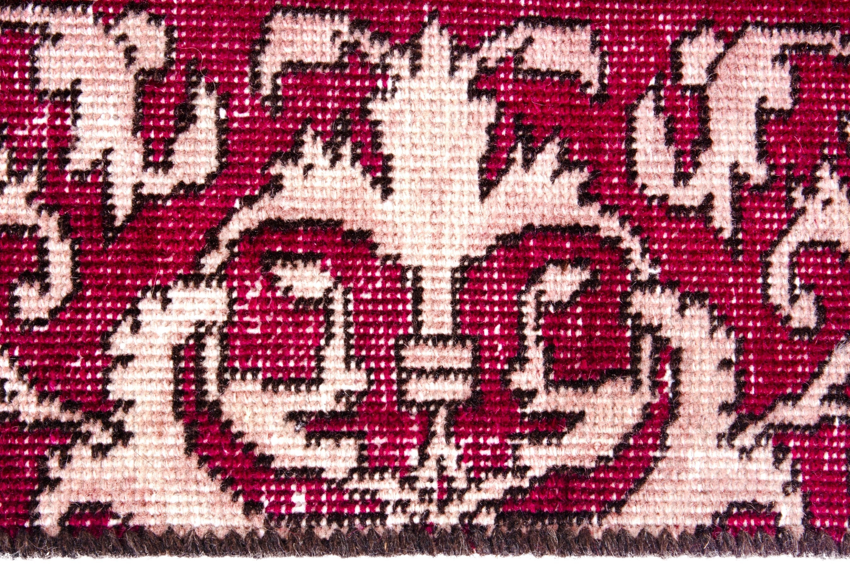 Persian Tabriz runner rug in burgundy and cream, view 10 of 16