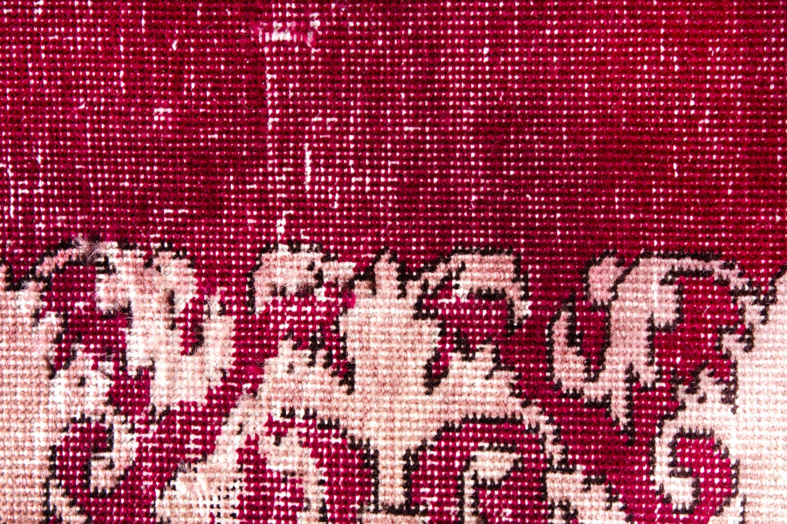 Persian Tabriz runner rug in burgundy and cream, view 11 of 16