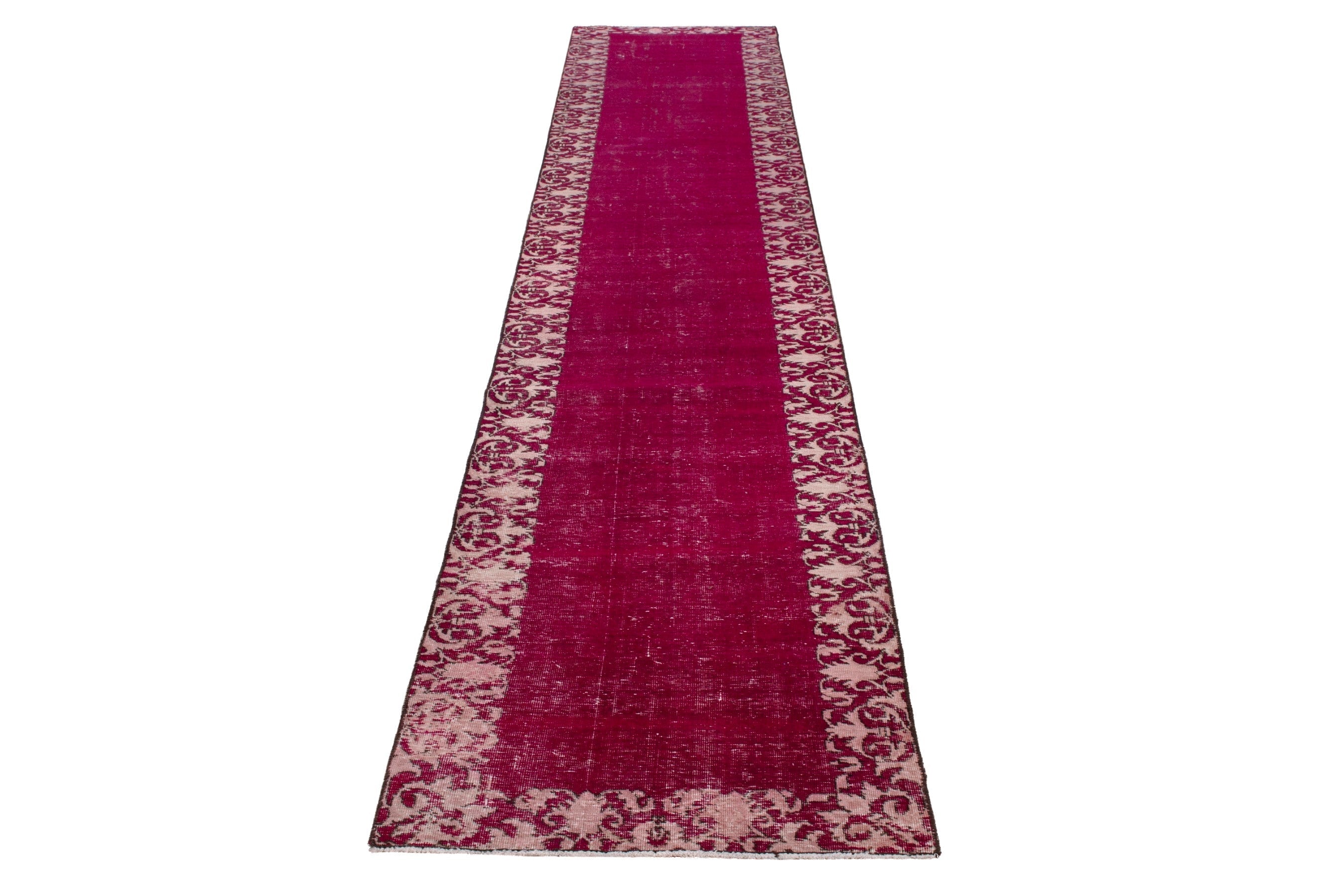 Persian Tabriz runner rug in burgundy and cream, view 3 of 16