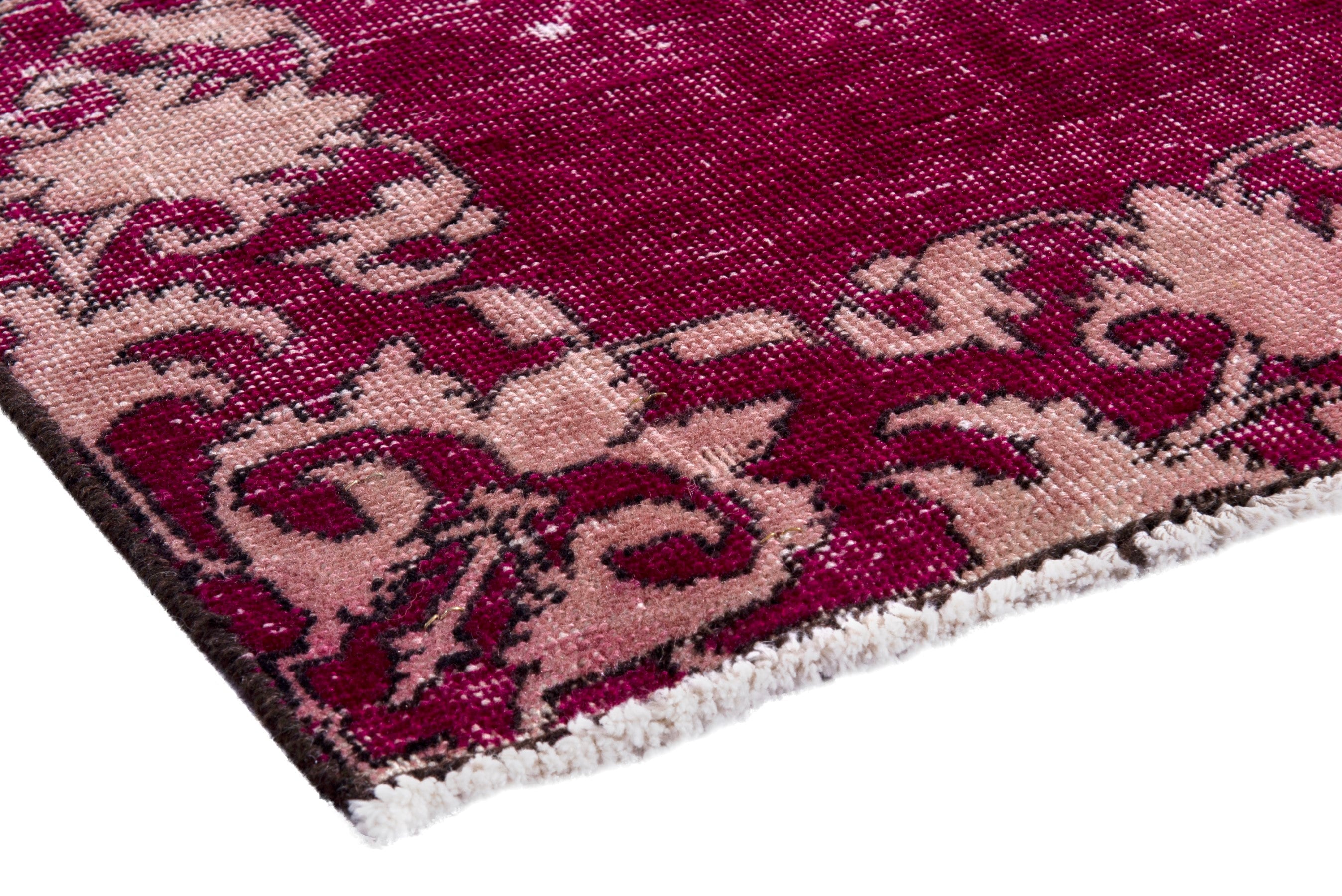 Persian Tabriz runner rug in burgundy and cream, view 4 of 16
