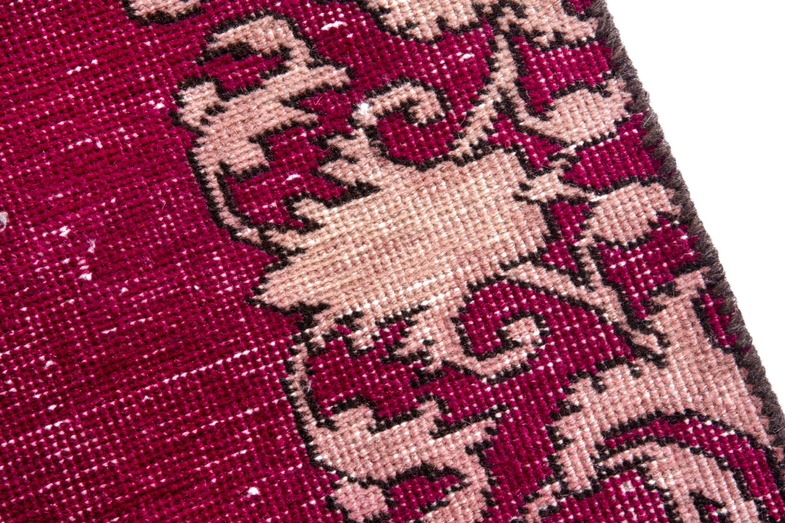 Persian Tabriz runner rug in burgundy and cream, view 7 of 16