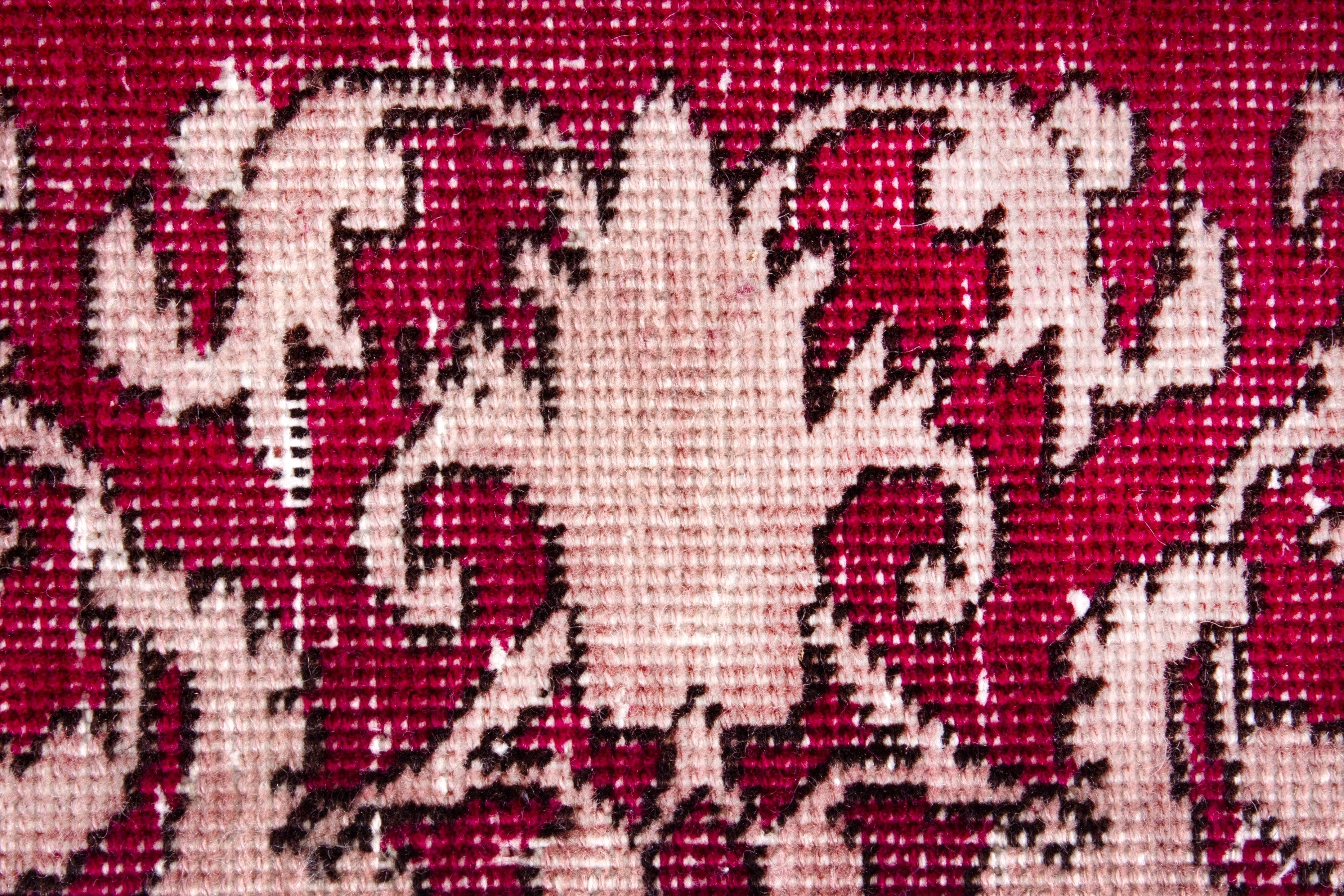 Persian Tabriz runner rug in burgundy and cream, view 9 of 16