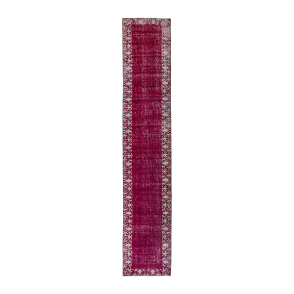 Persian Tabriz runner rug in burgundy and cream, 2'11" x 18'4"