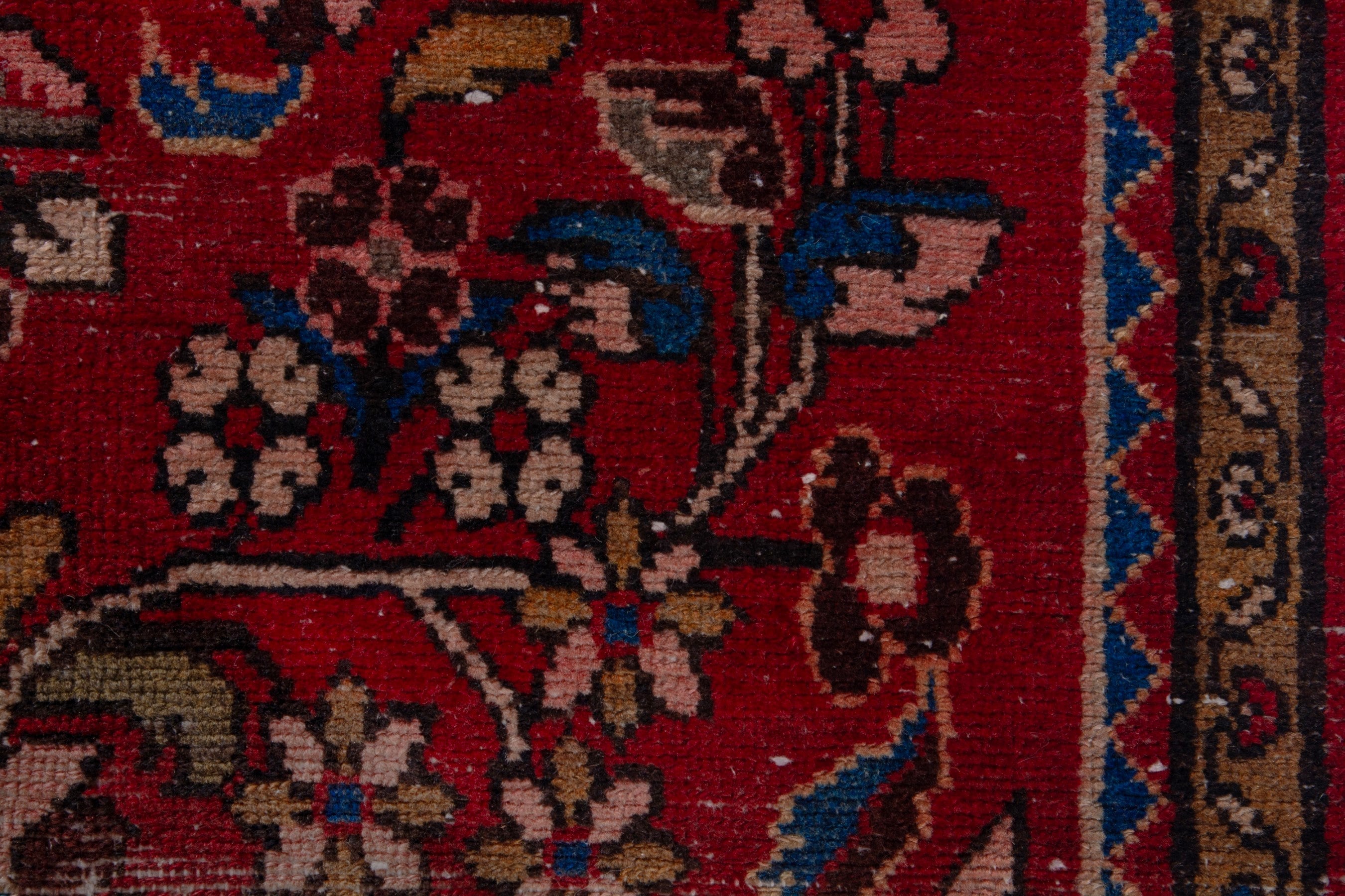 Persian Hamedan runner rug in deep red and dark brown, view 10 of 16