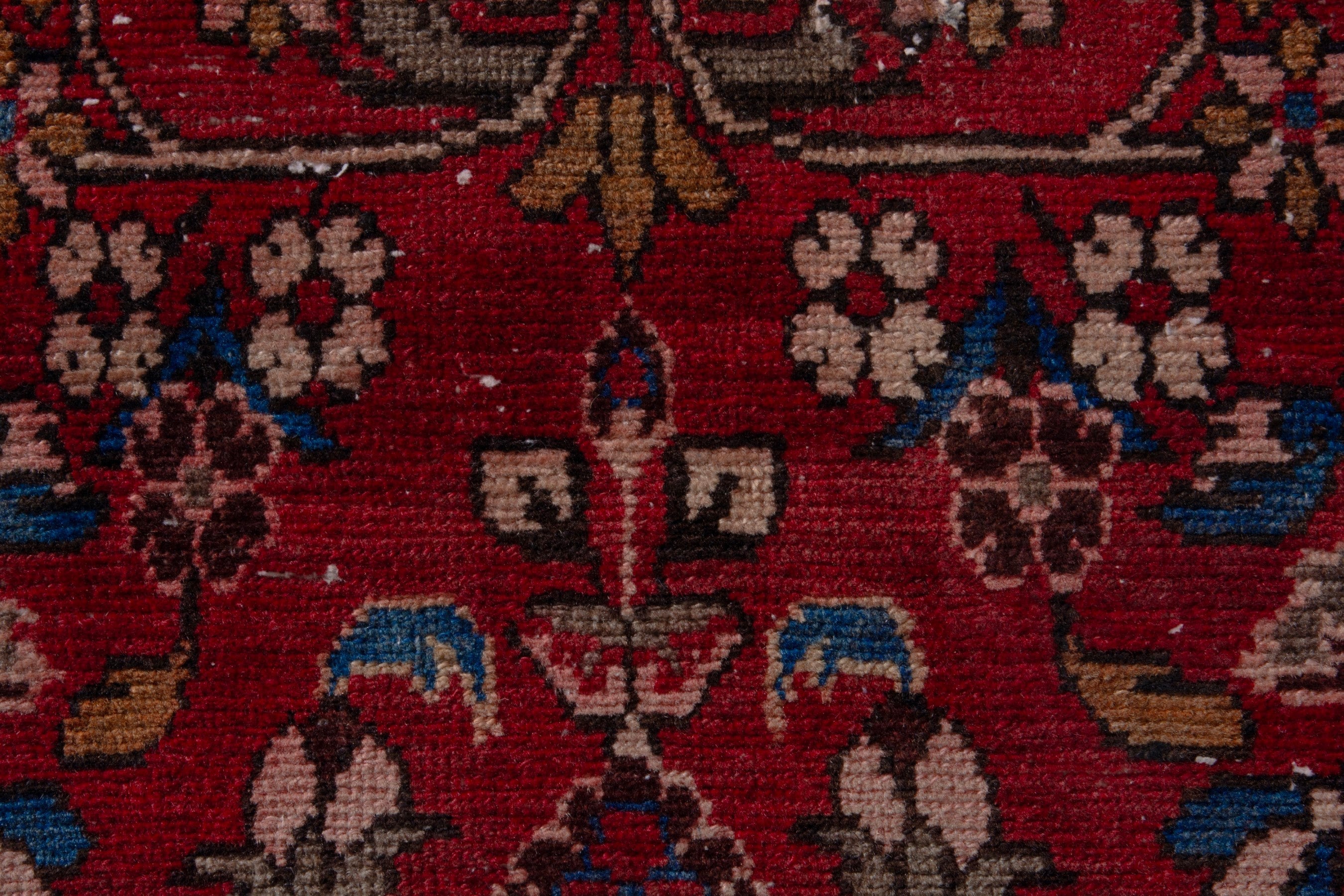 Persian Hamedan runner rug in deep red and dark brown, view 11 of 16