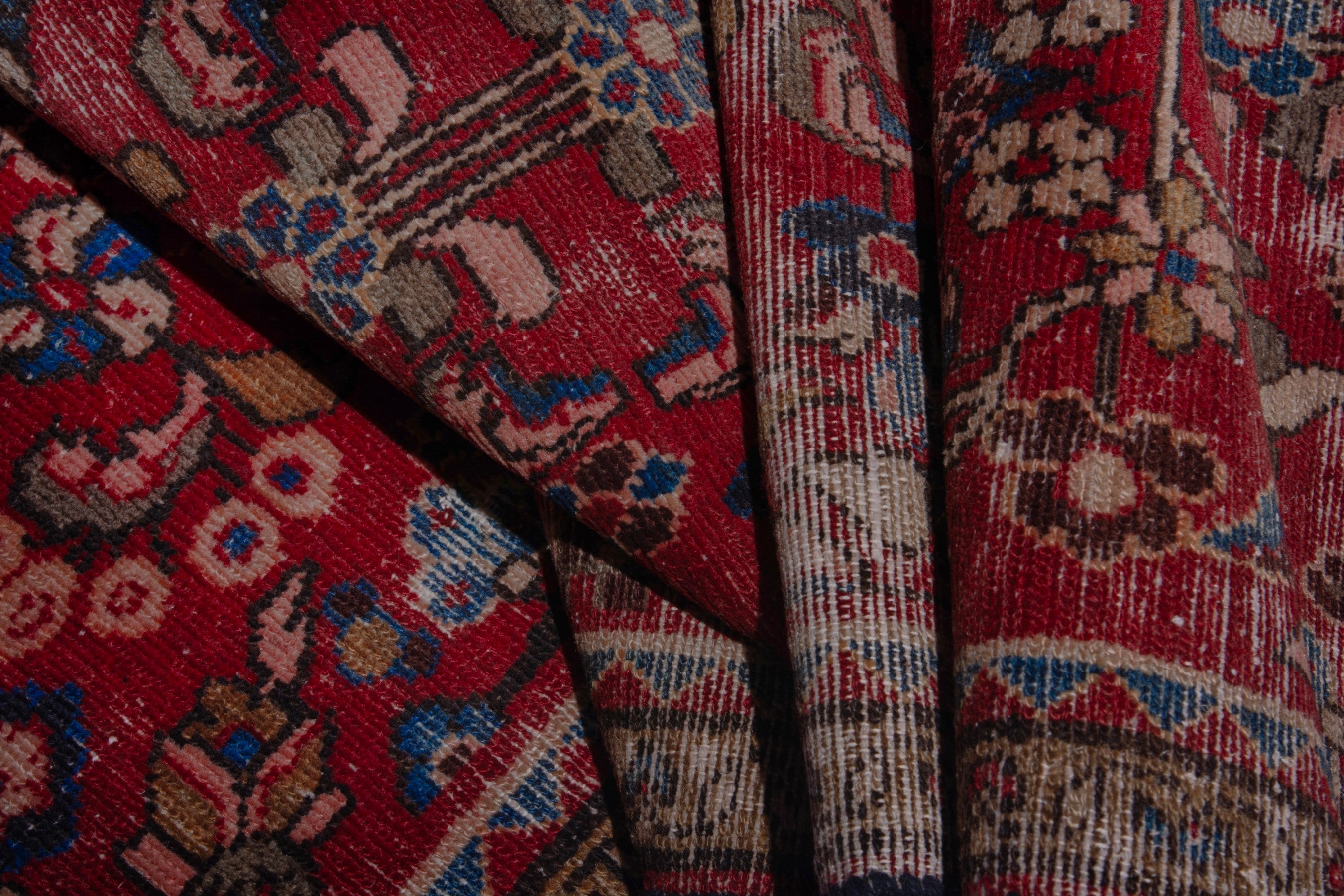 Persian Hamedan runner rug in deep red and dark brown, view 12 of 16