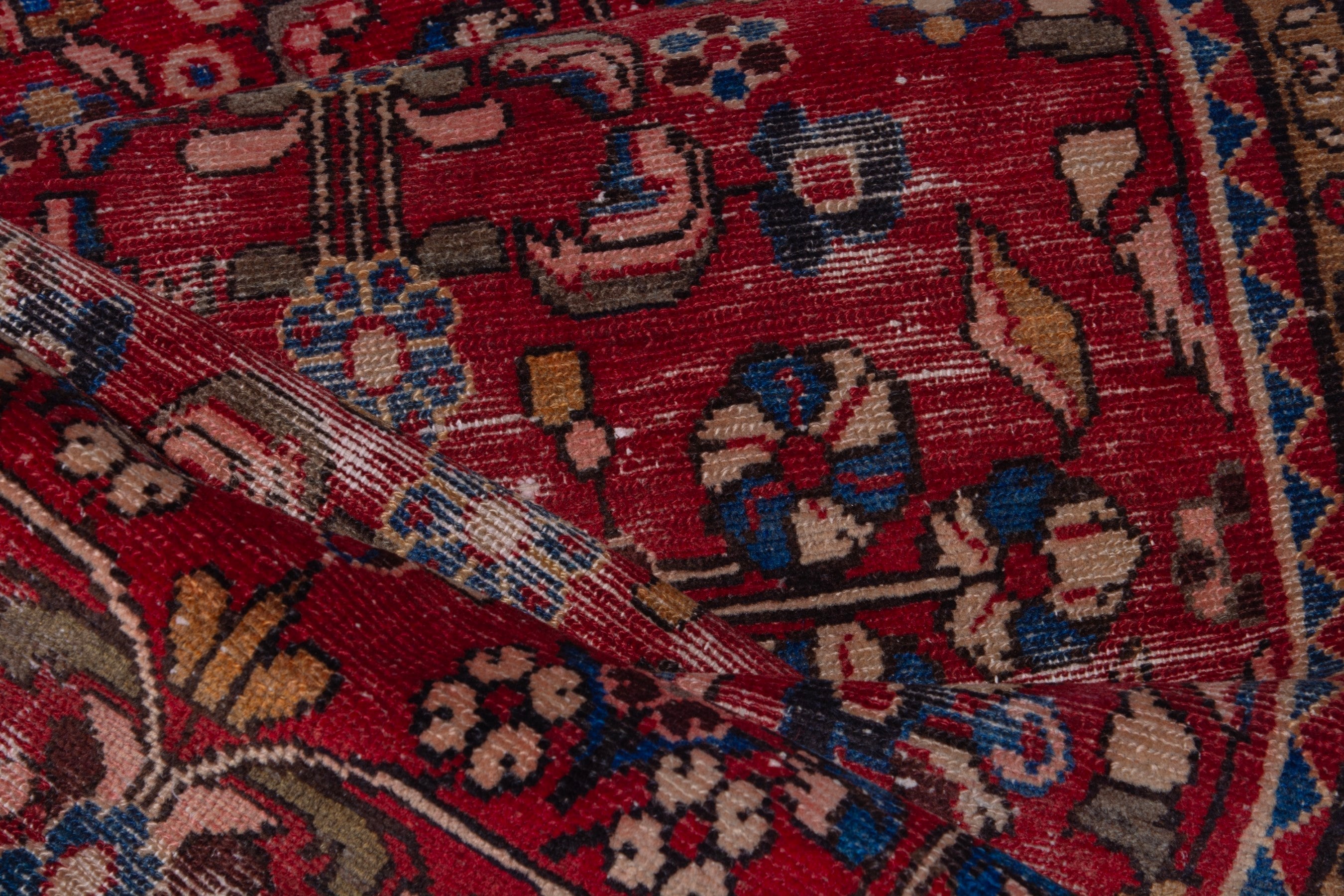 Persian Hamedan runner rug in deep red and dark brown, view 15 of 16
