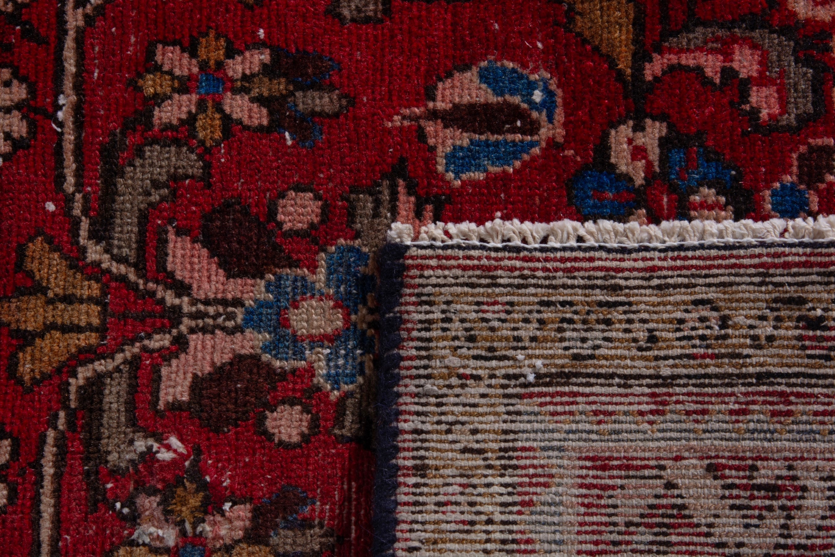 Persian Hamedan runner rug in deep red and dark brown, view 16 of 16