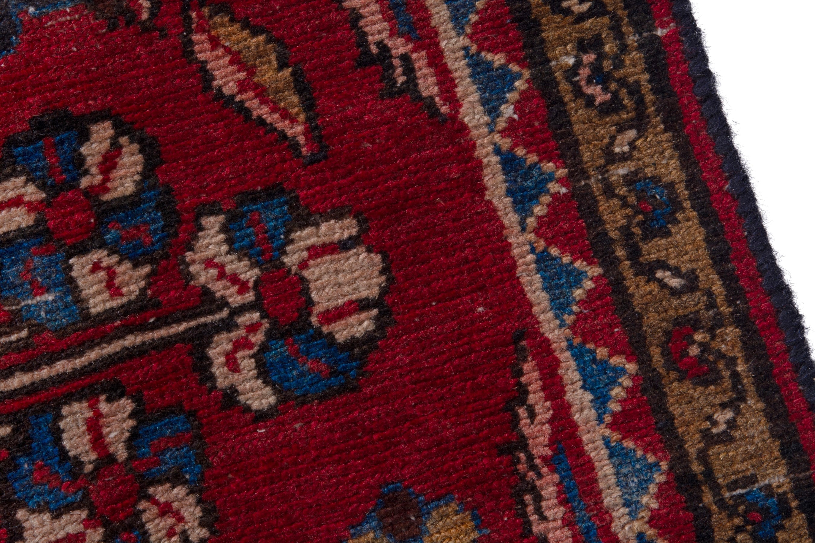 Persian Hamedan runner rug in deep red and dark brown, view 7 of 16