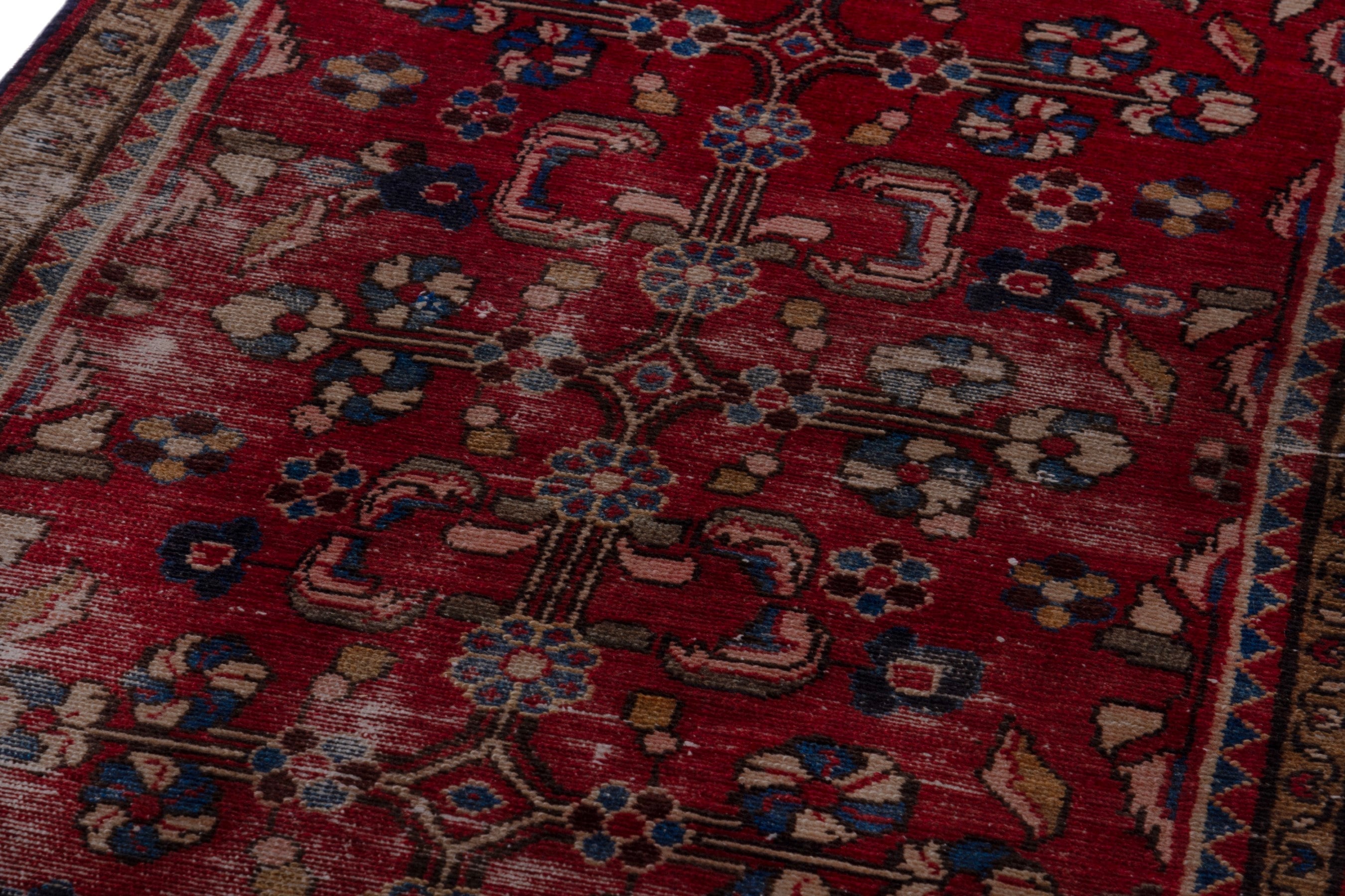 Persian Hamedan runner rug in deep red and dark brown, view 9 of 16