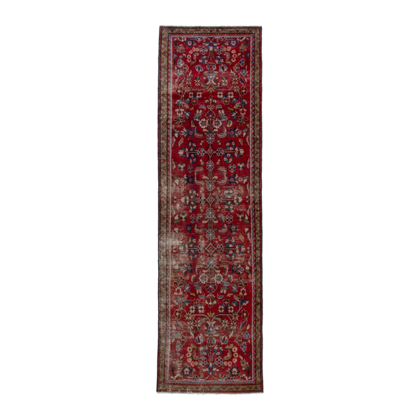 Persian Hamedan runner rug in deep red and dark brown, 2'7" x 9'1"