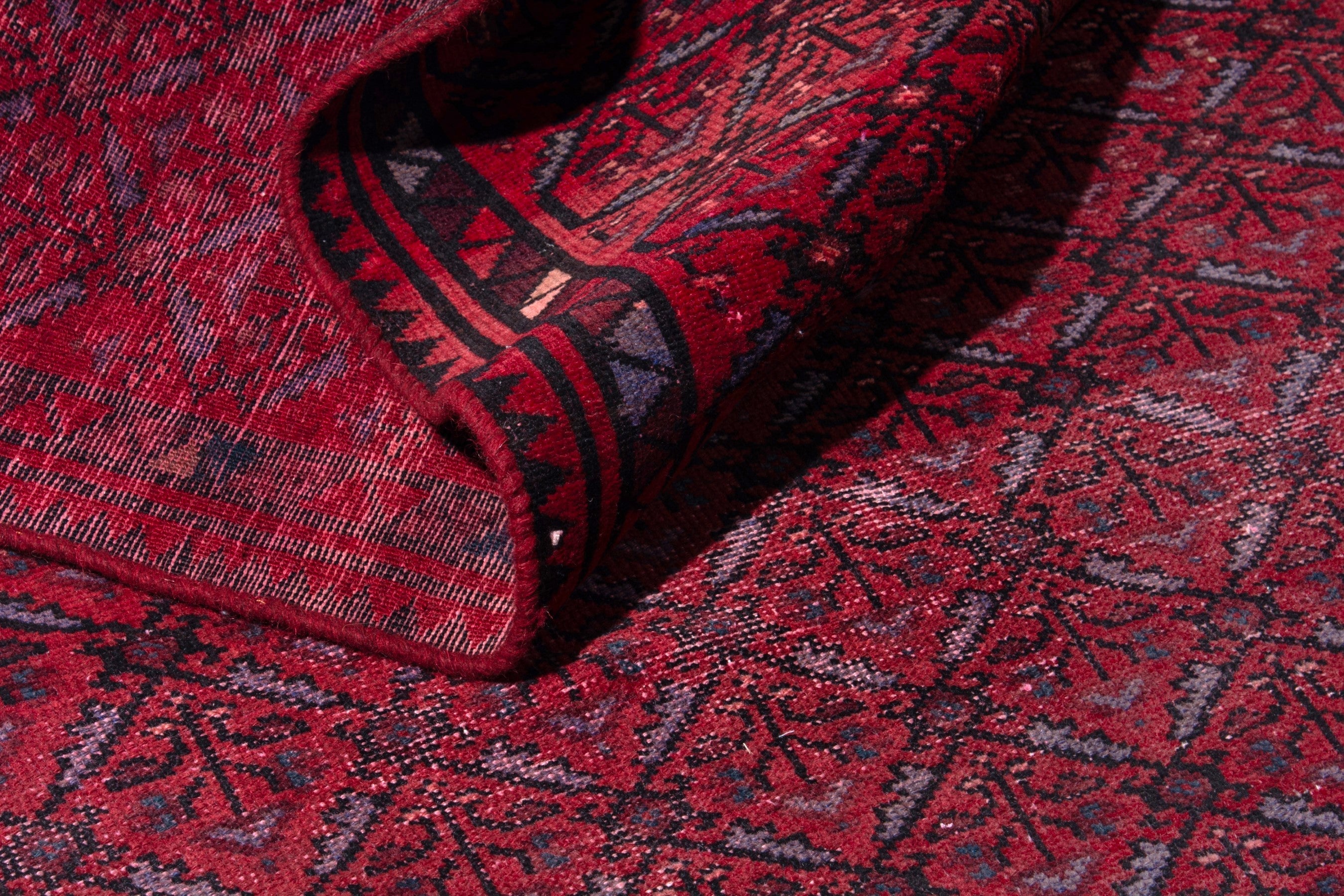 Persian Baluch runner rug in deep red and burgundy, view 13 of 17
