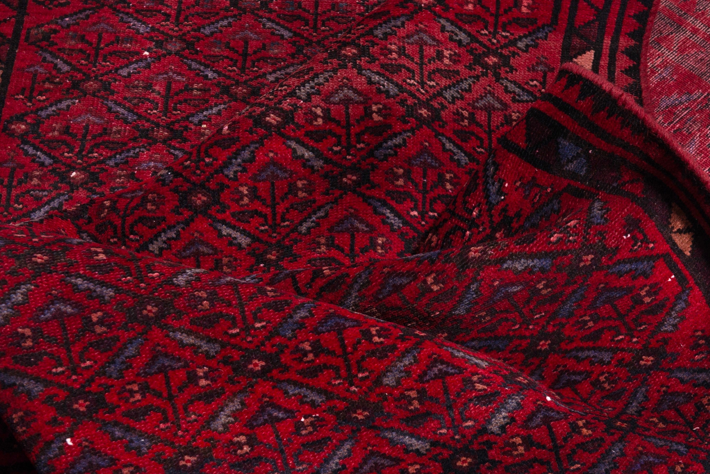 Persian Baluch runner rug in deep red and burgundy, view 14 of 17