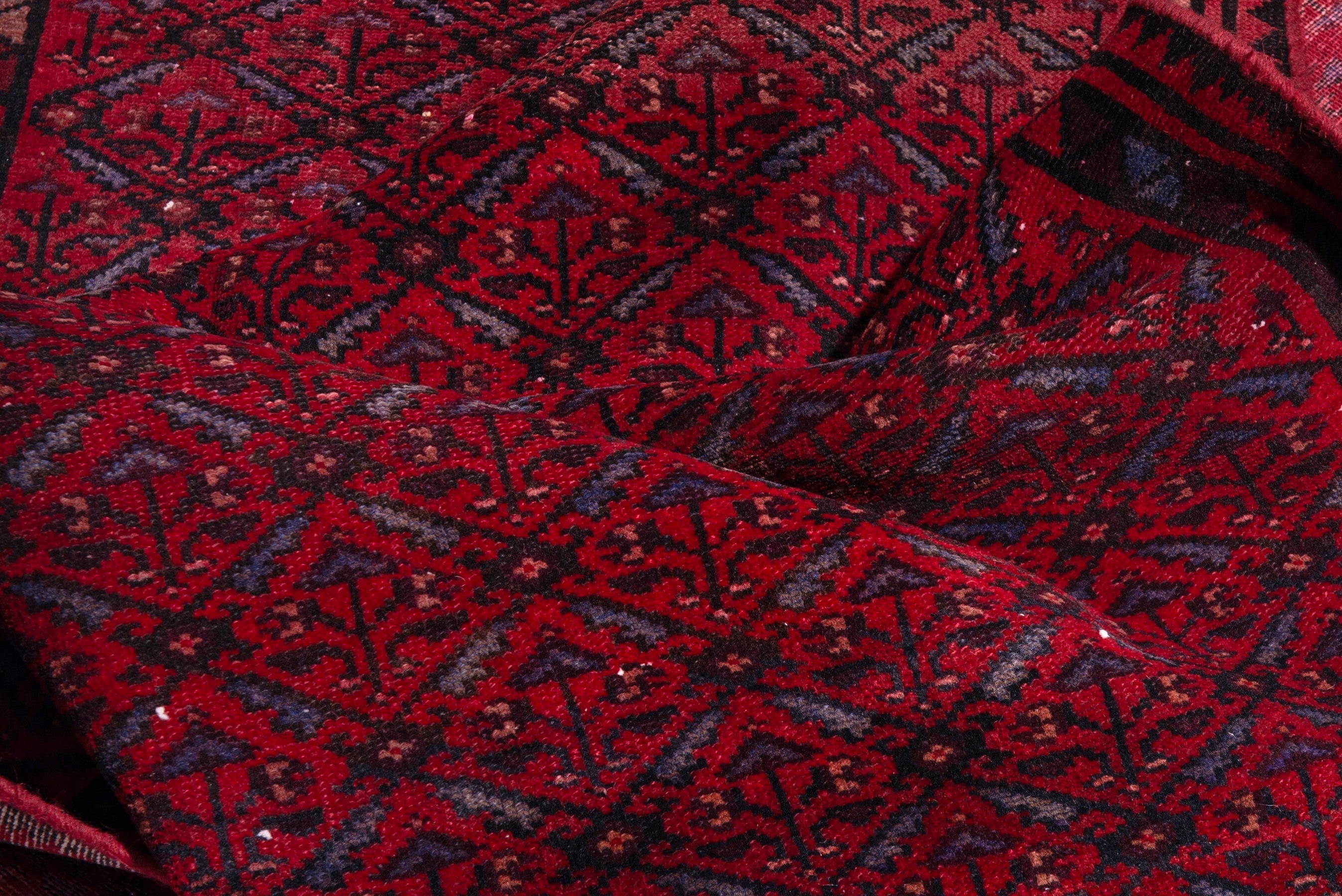 Persian Baluch runner rug in deep red and burgundy, view 15 of 17