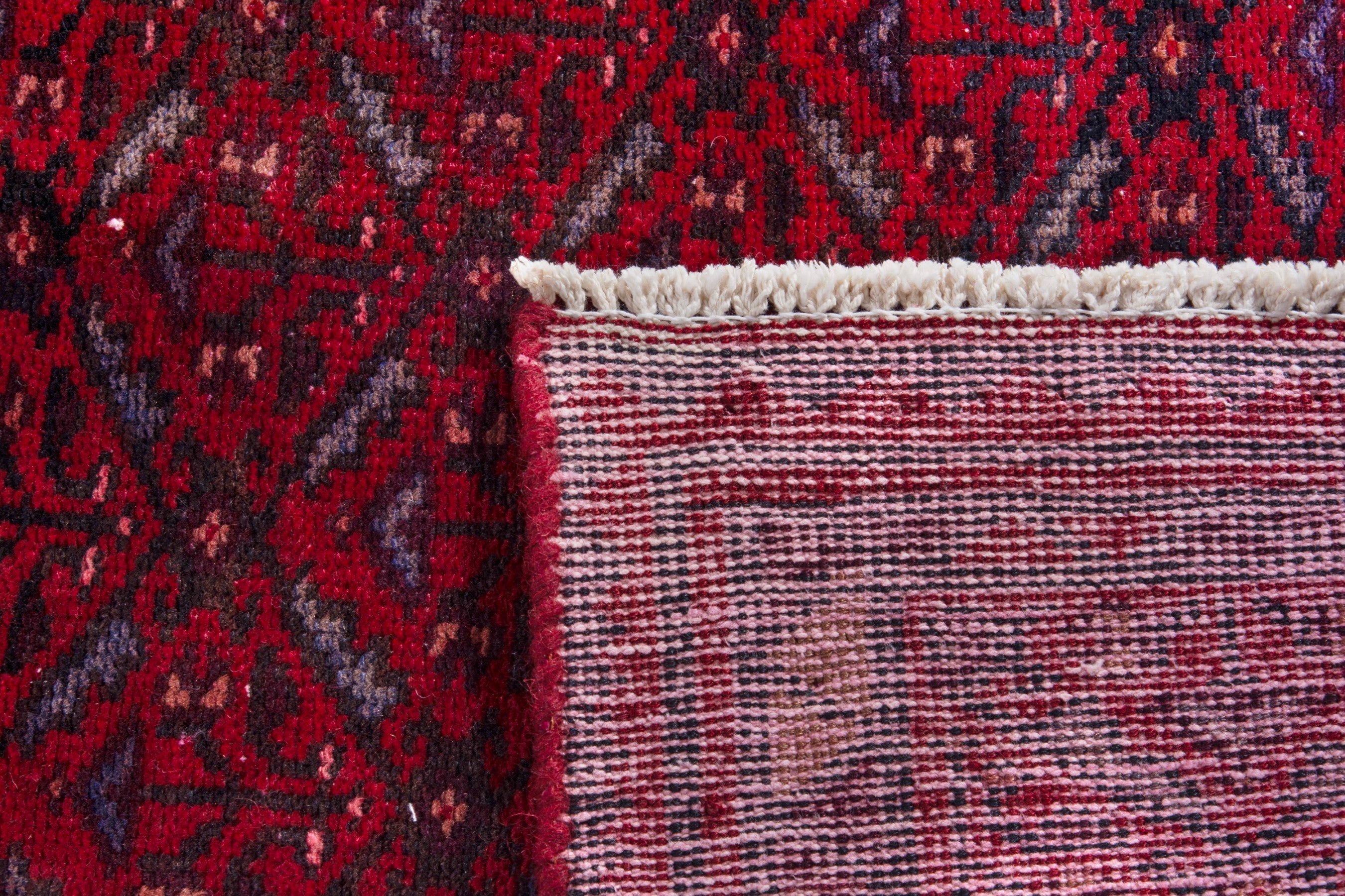 Persian Baluch runner rug in deep red and burgundy, view 17 of 17