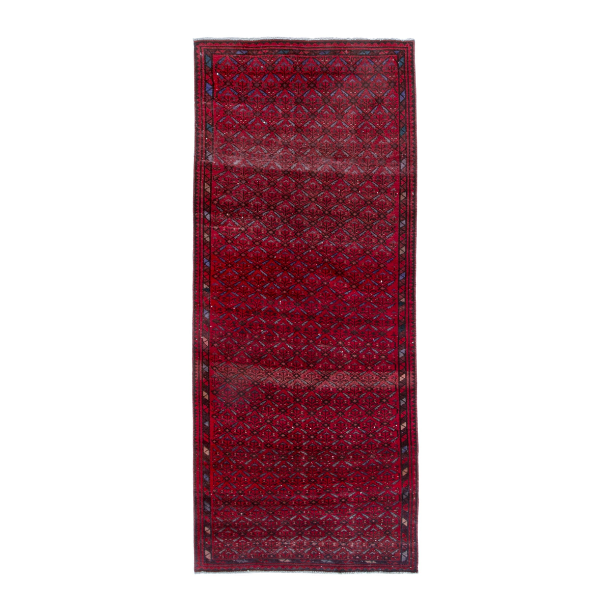 Persian Baluch runner rug in deep red and burgundy, 3'7" x 8'8"