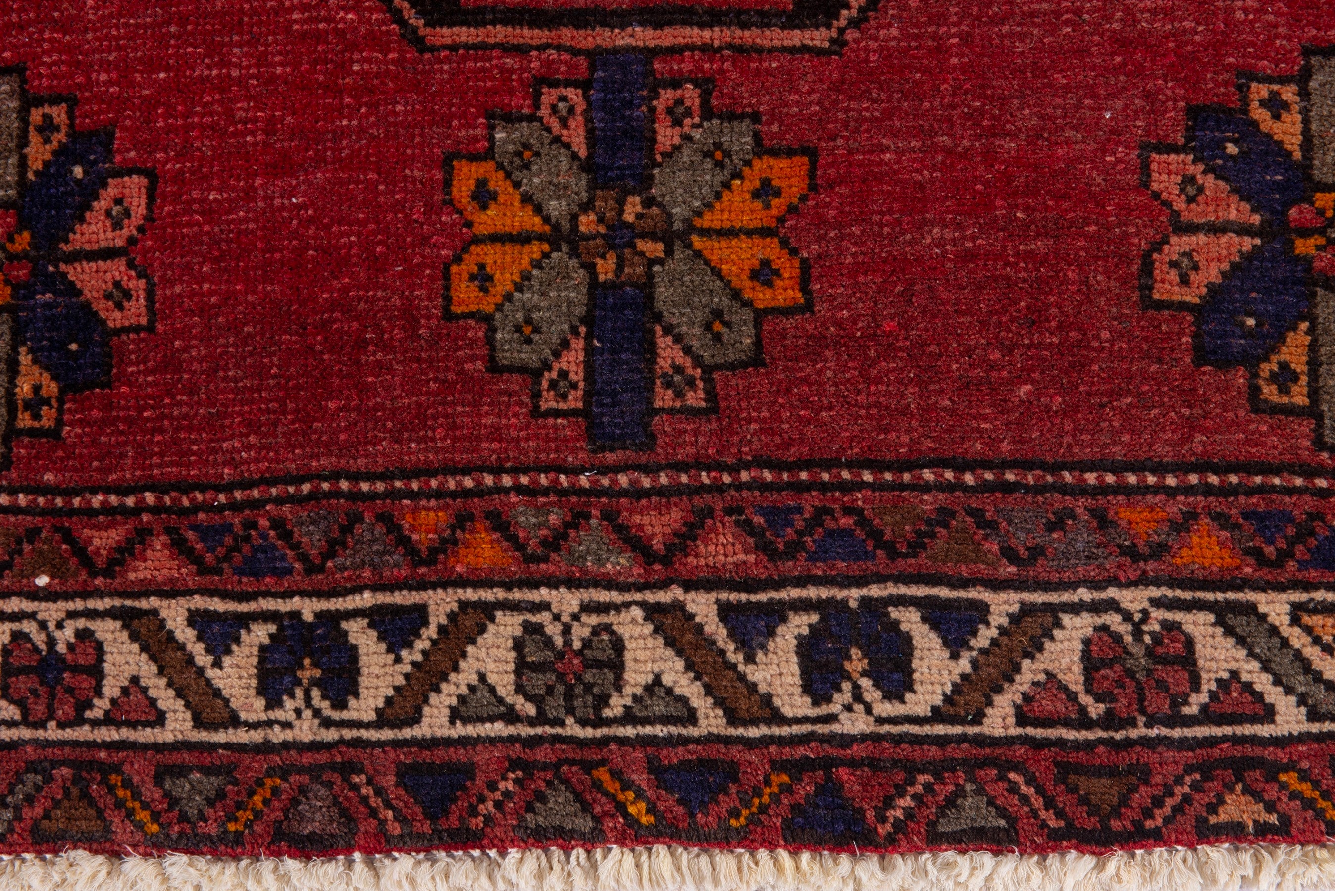 Persian Ardabil area rug in deep red and dark brown, view 11 of 19