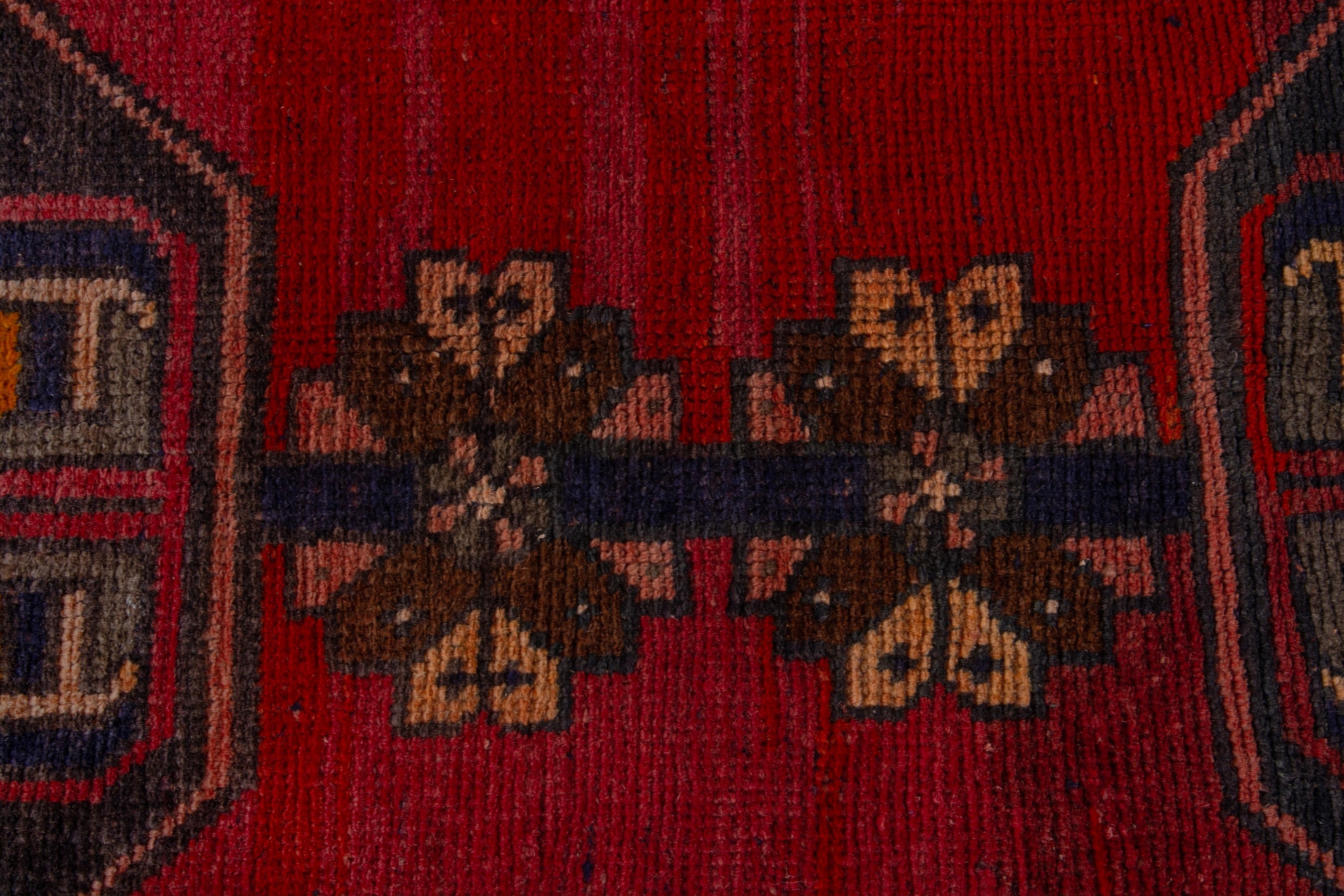 Persian Ardabil area rug in deep red and dark brown, view 12 of 19