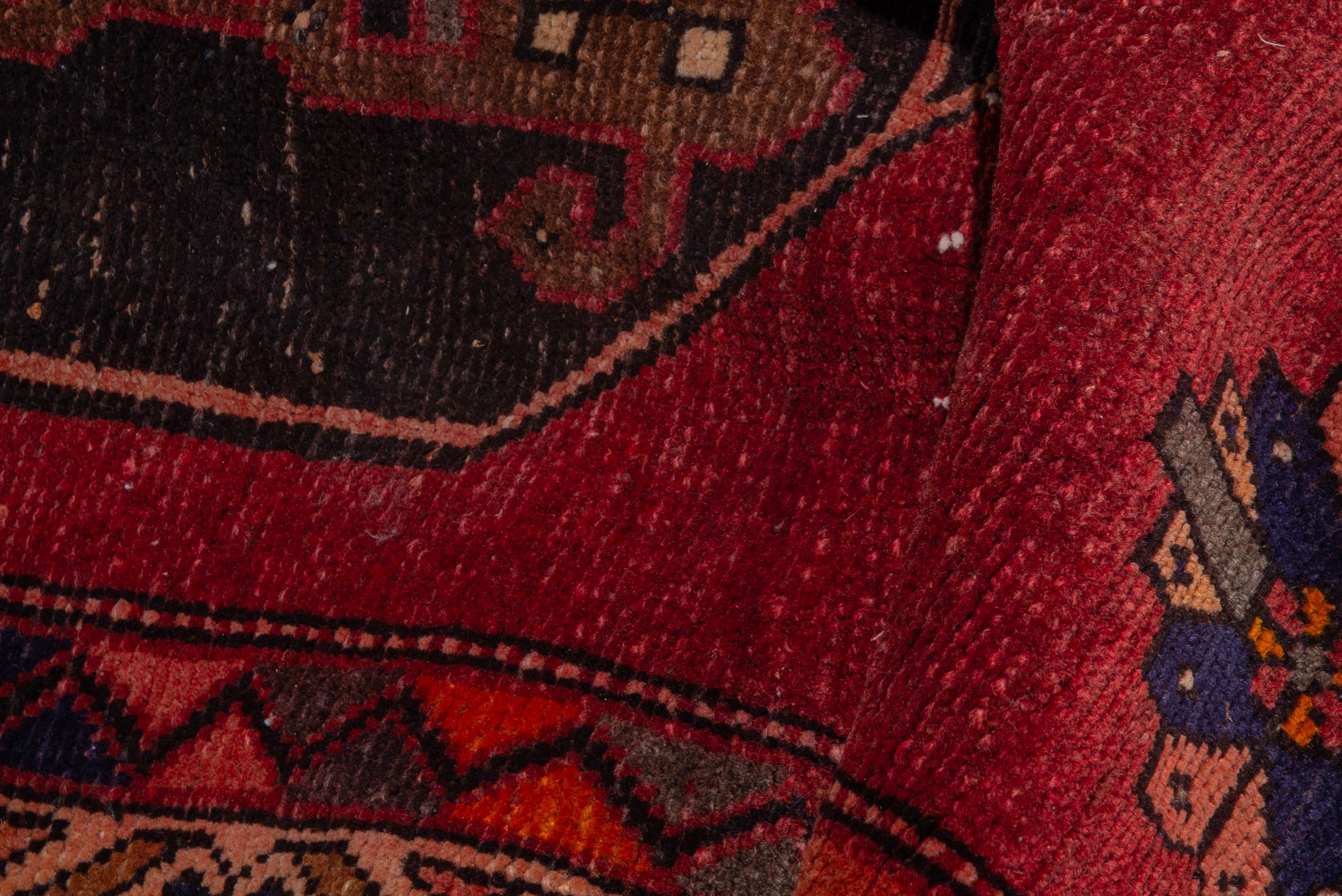Persian Ardabil area rug in deep red and dark brown, view 18 of 19