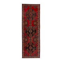 Persian Ardabil runner rug in deep red and dark brown, 4' x 12'6"